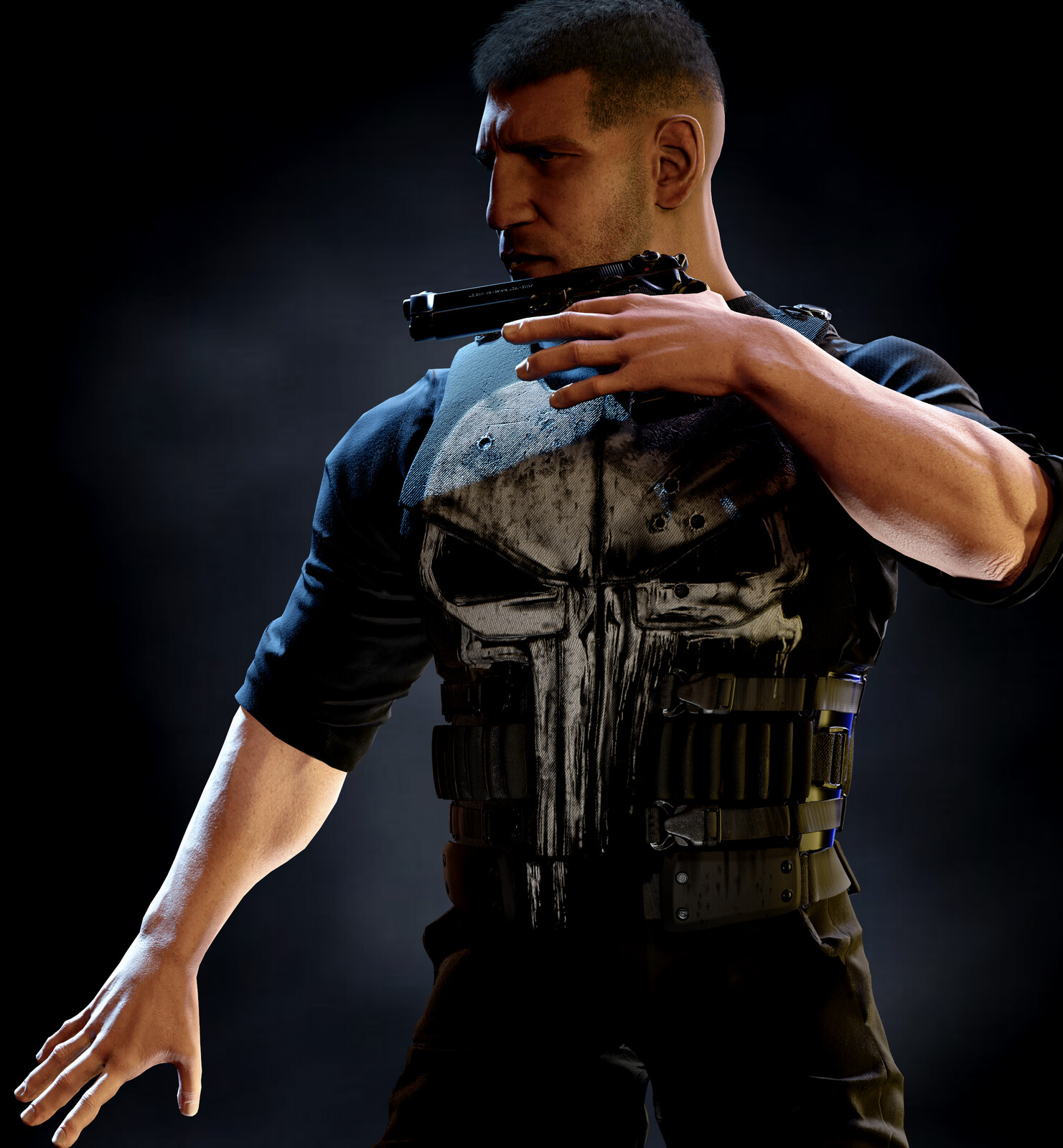 Low res render in a pose