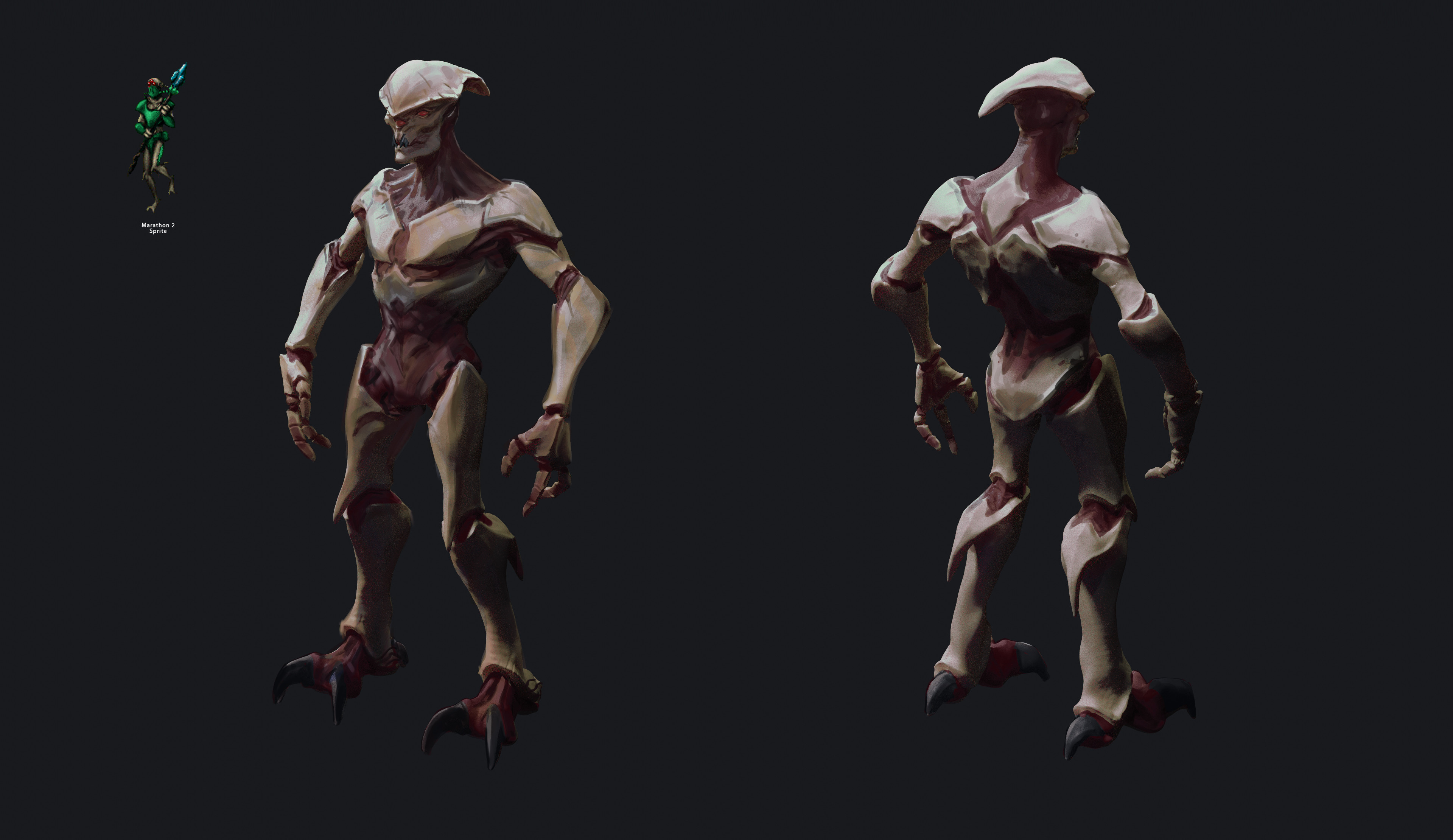 Naked Pfhor, quick paint over of the base sculpt