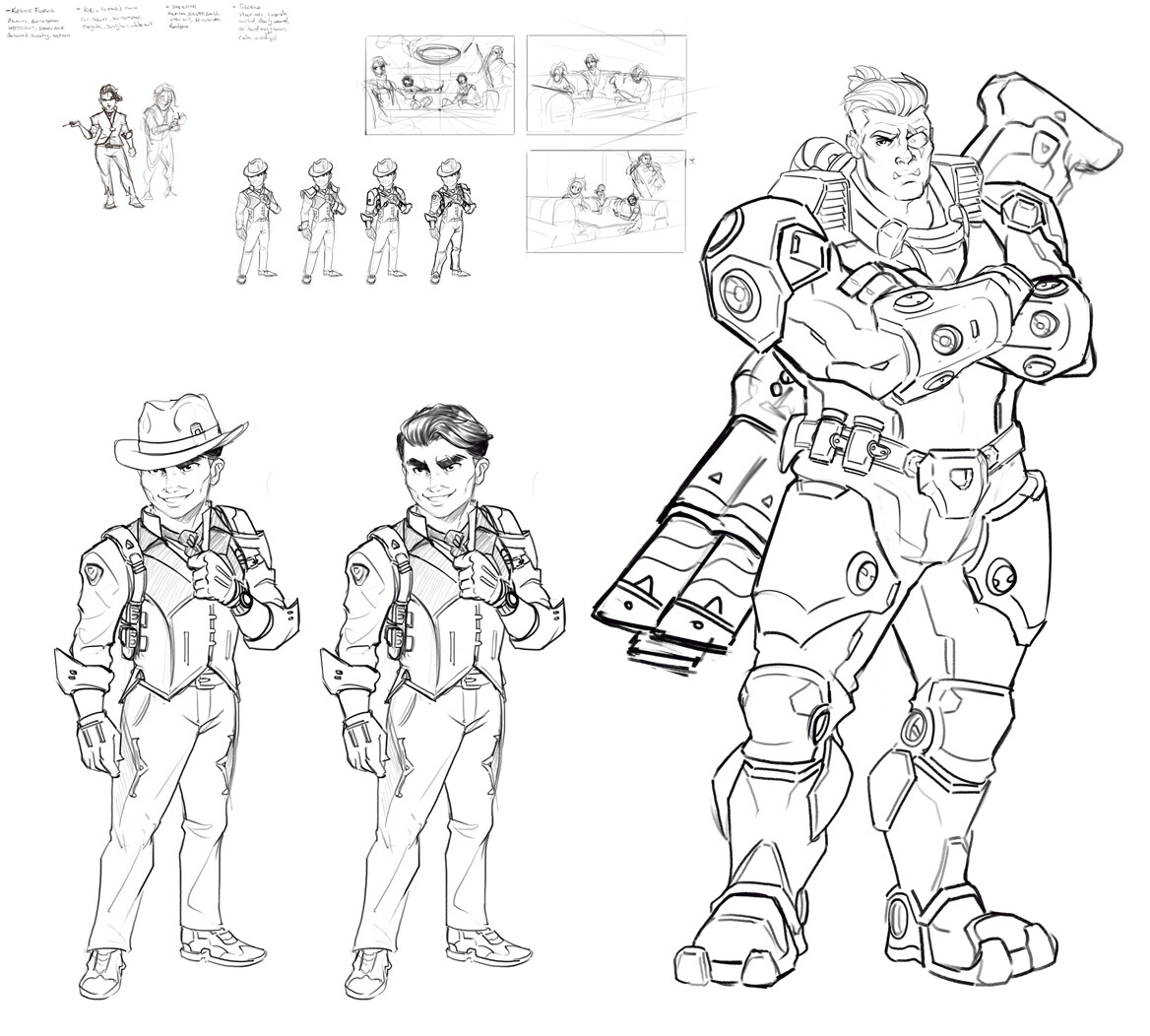 Figuring out some of the designs for the characters in the scene