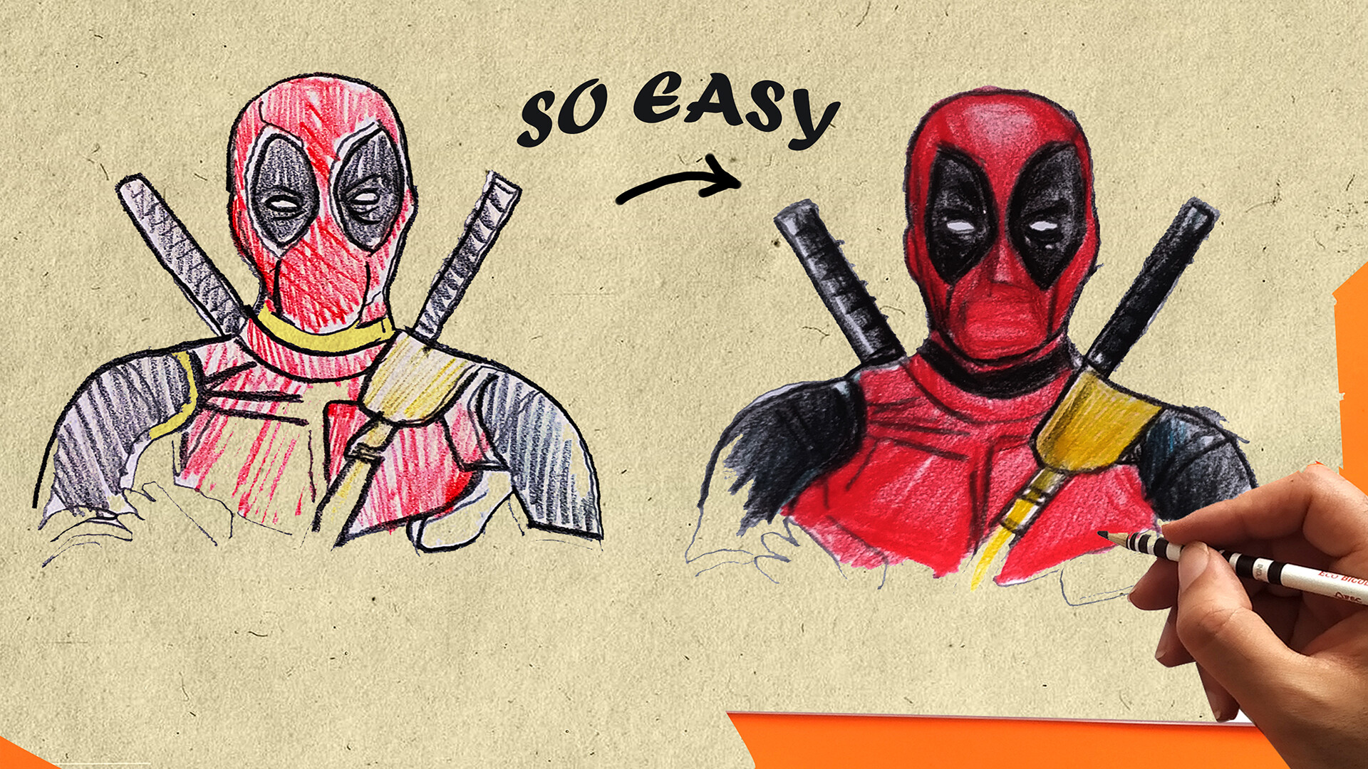 how to draw Deadpool, Drawing Deadpool, Deadpool Drawing With color pencils  and Markers #How_to_Draw - video Dailymotion