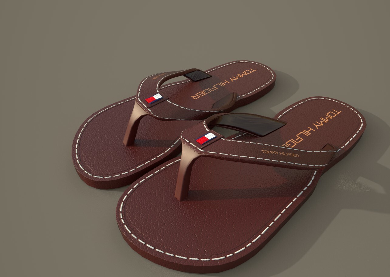 Tommy hilfiger men's discount leather flip flops
