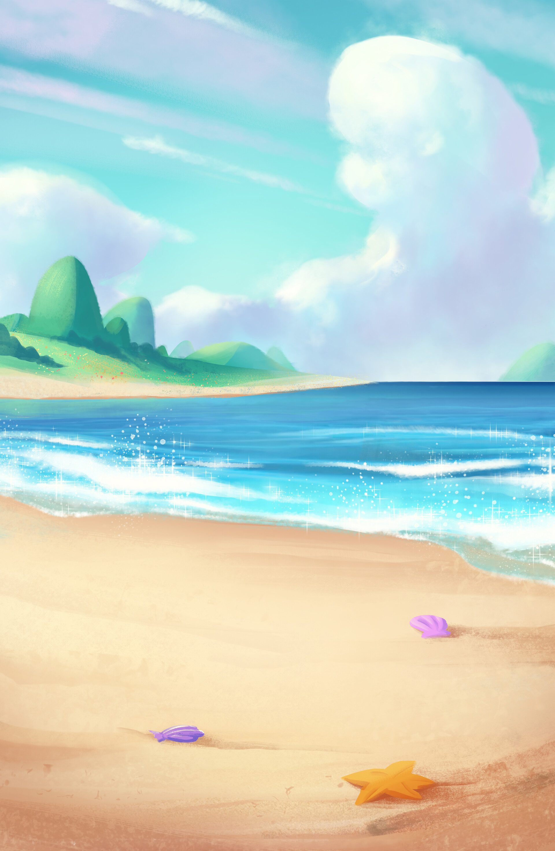 ArtStation - Sofia The First Background Painting - Seashell Sparkle