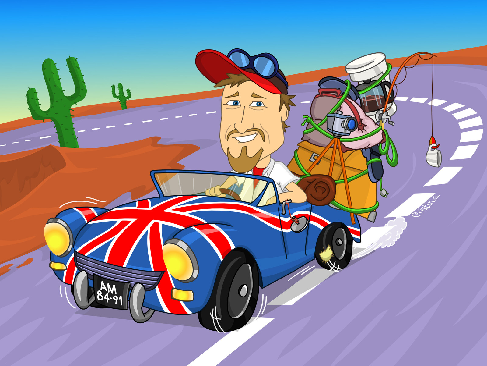 Living the dream, caricature illustration