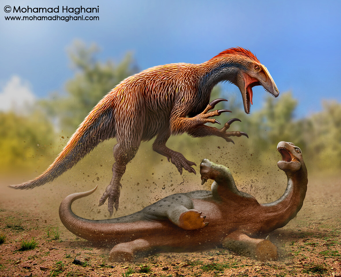 ArtStation - Australovenator vs Ornithopod. Queensland Museum.