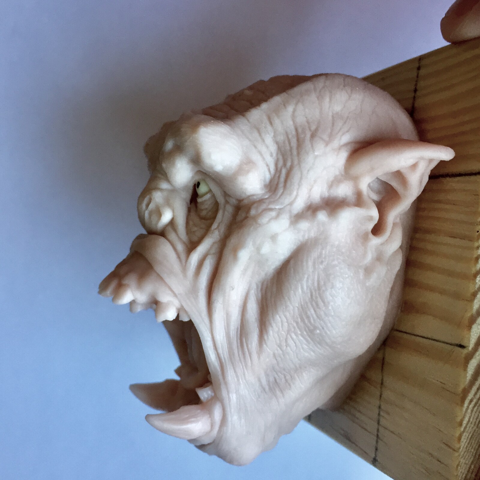 Orc screaming polimer clay sculpture. 