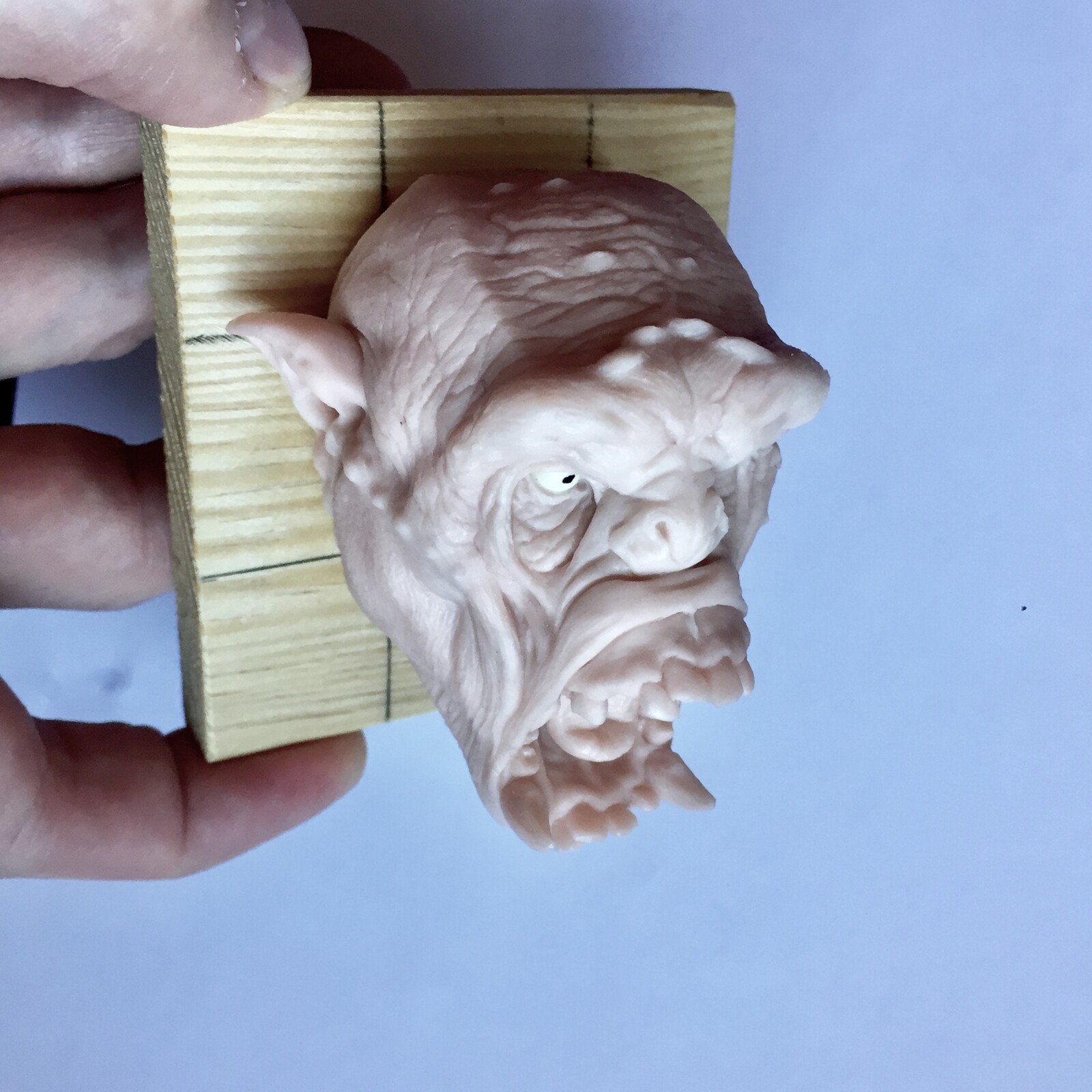 Orc screaming polimer clay sculpture. 