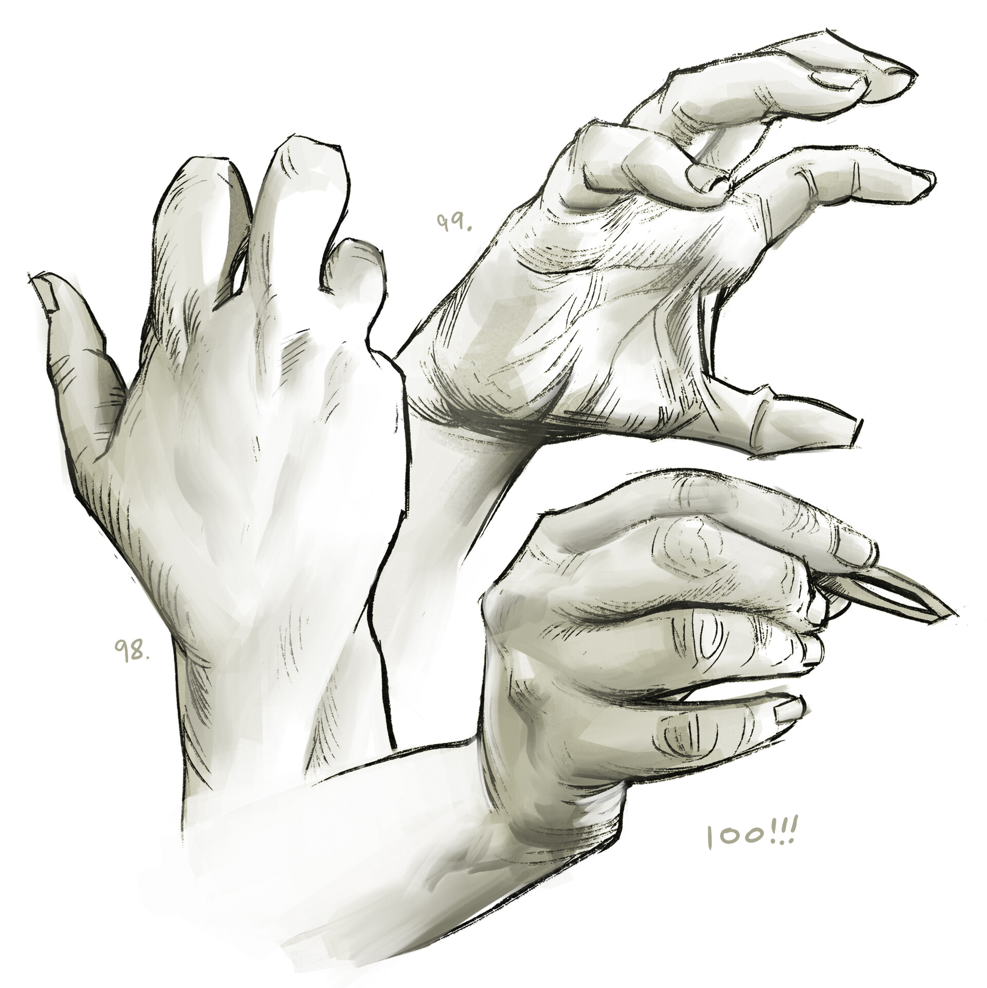 Artstation 100 Hand Studies Jonathan Wesslund