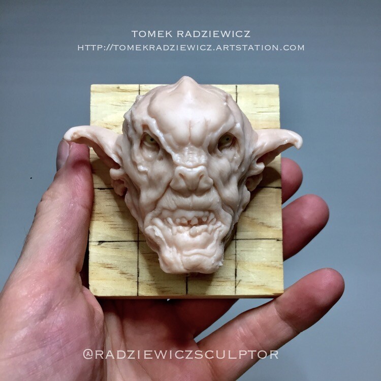 Orc head polimer clay sculoture. Handmade sculpture. 