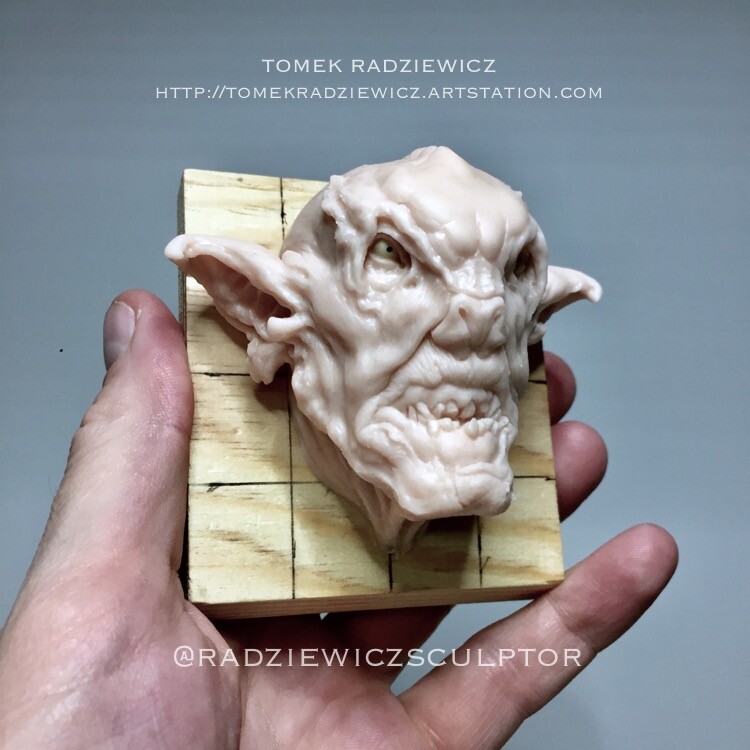 Orc head polimer clay sculoture. Handmade sculpture. 