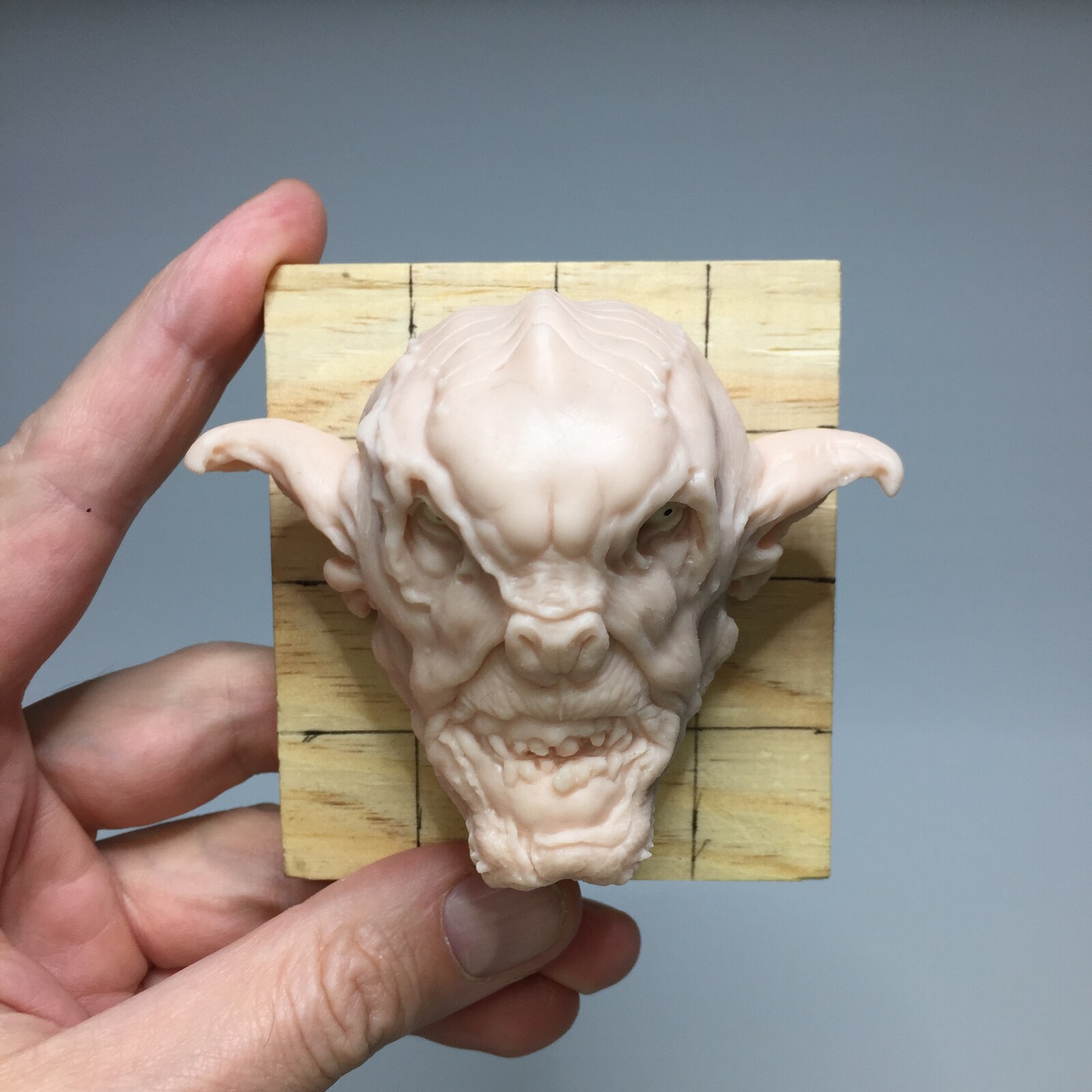 Orc head polimer clay sculoture. Handmade sculpture. 