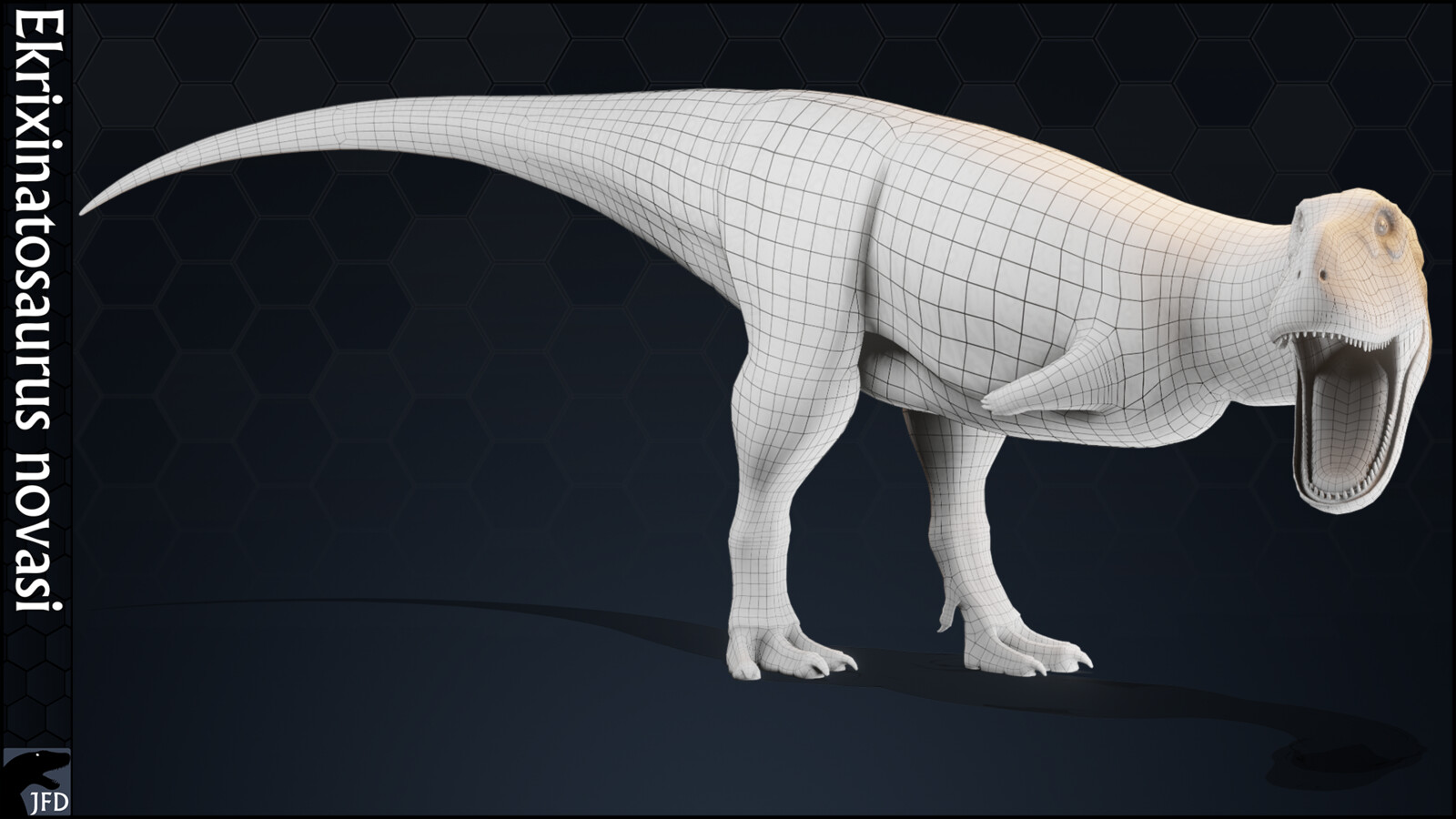 Ekrixinatosaurus novasi full body wireframe render.