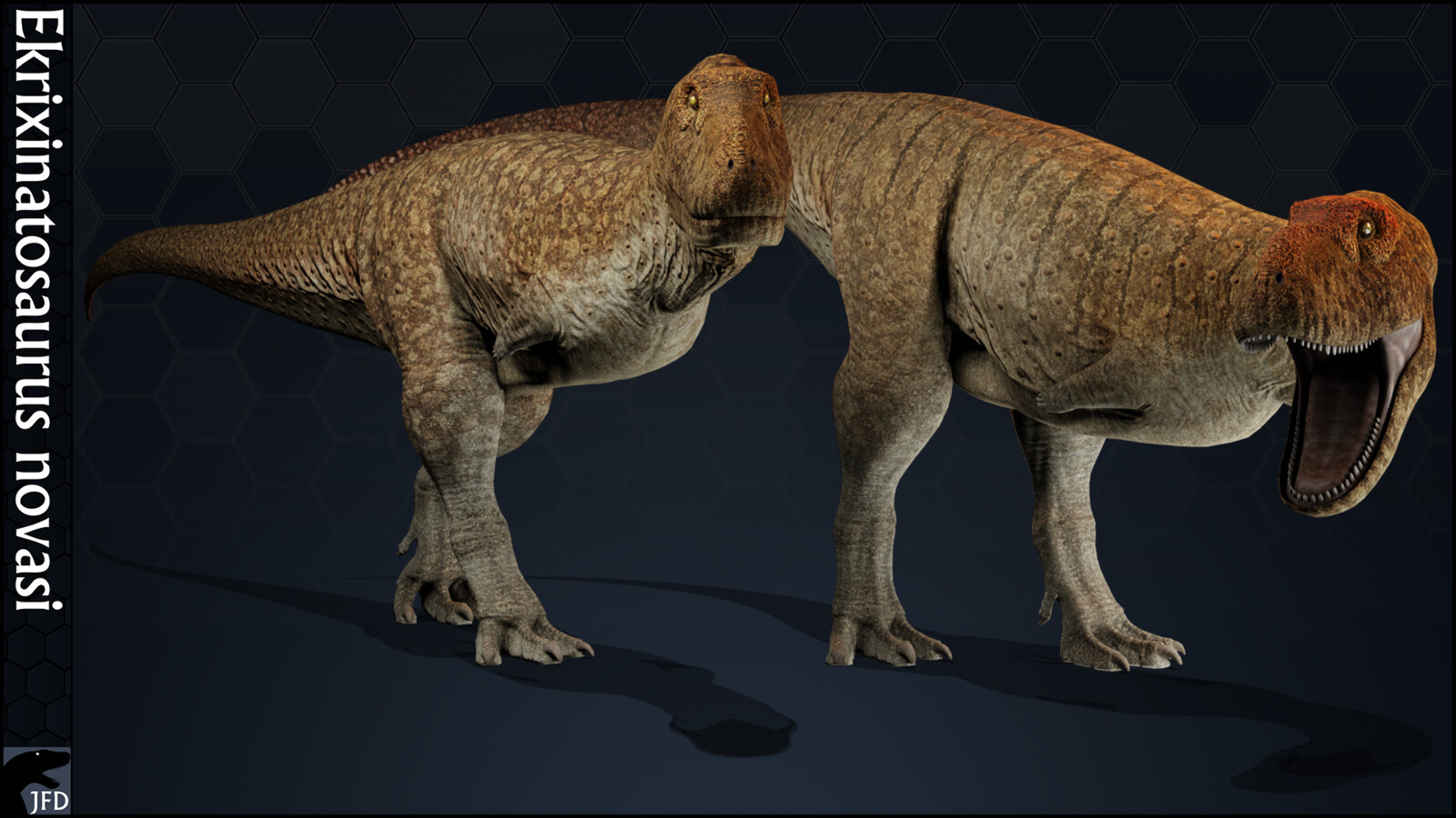 Ekrixinatosaurus novasi male (right) and female (left) primary skins.