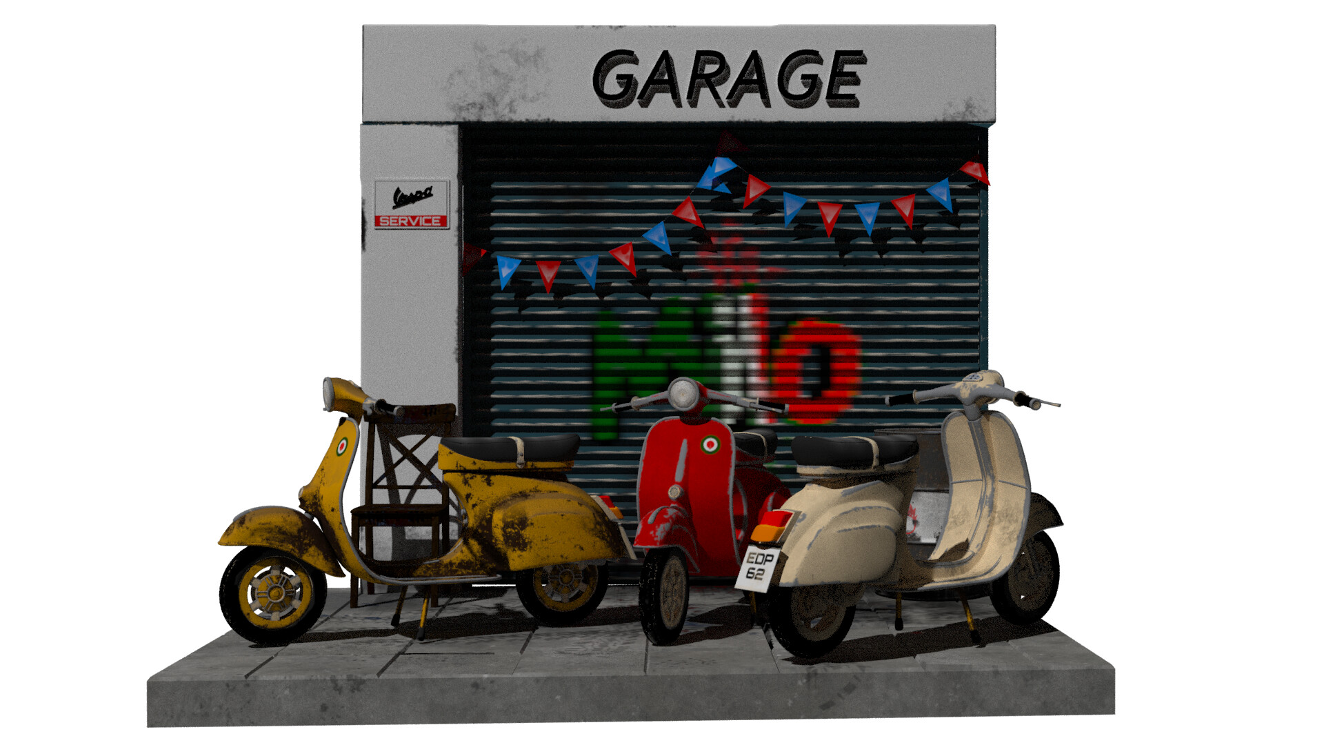 Tapis environnemental Moto VESPA serie4 pour garage, atelier
