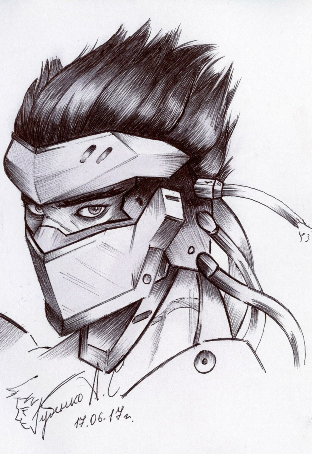 Artstation Genji Shimada 2d Pencil Drawing Aleksandr Gubenko