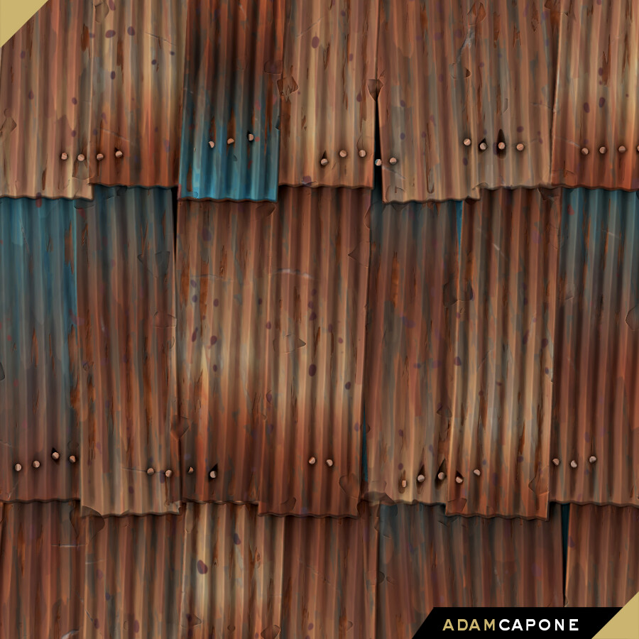 caponeart - Stylized Texture Exploration : Corrugated Rusted Metal