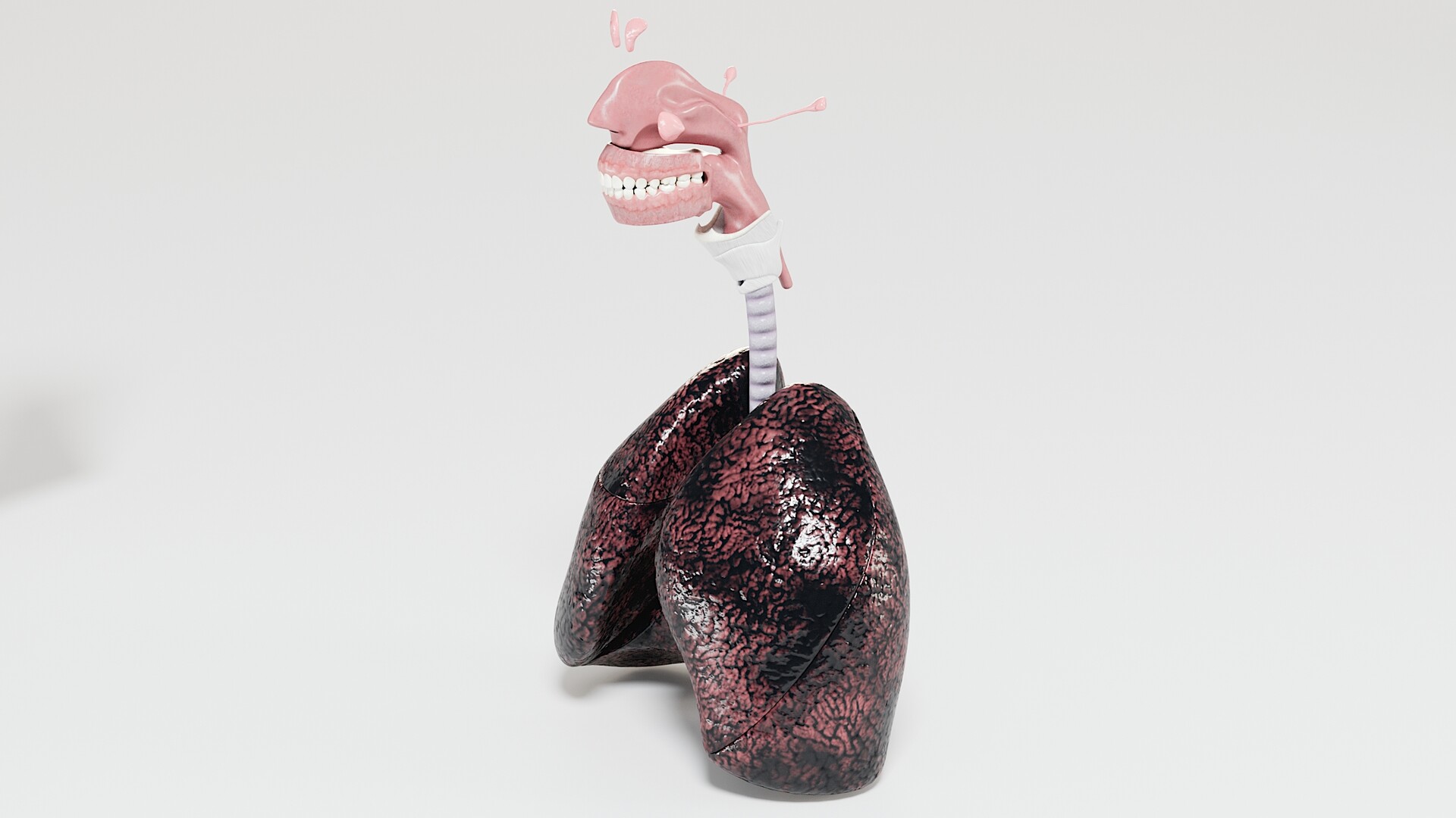 Artstation 3d Model Of Respiratory System Smoker S Lungs Heavy