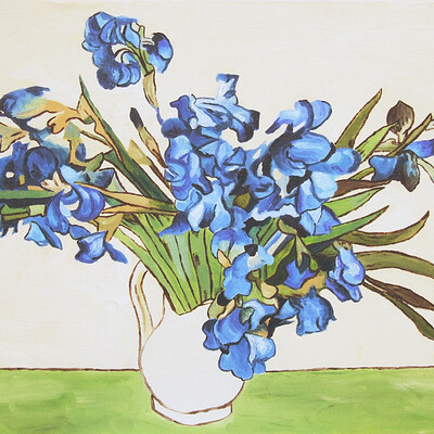 Van Gogh's Irises In A Vase