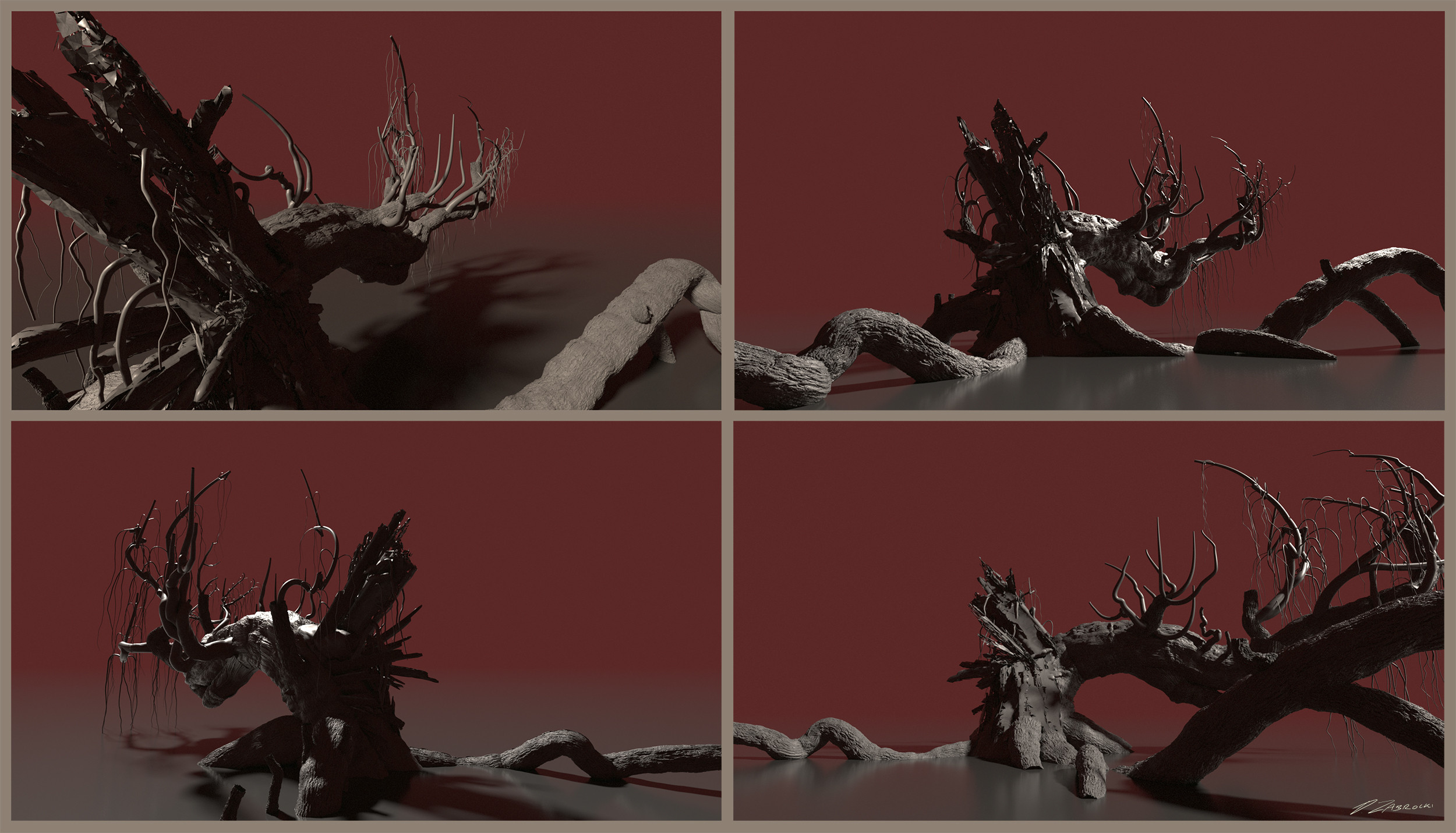 when we nailed down the initial shape of a tree I worked to bring my 2d version into 3d and then the model has been sent to Weta.