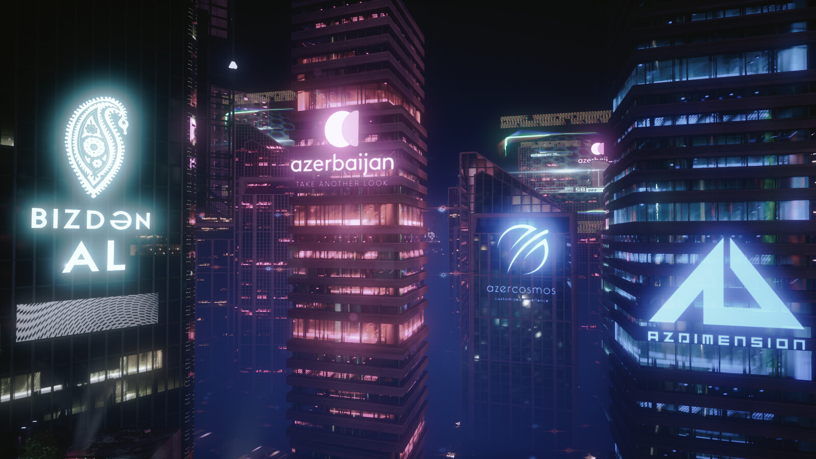 Azdimension llc rainy neon baku cyberpunk streets