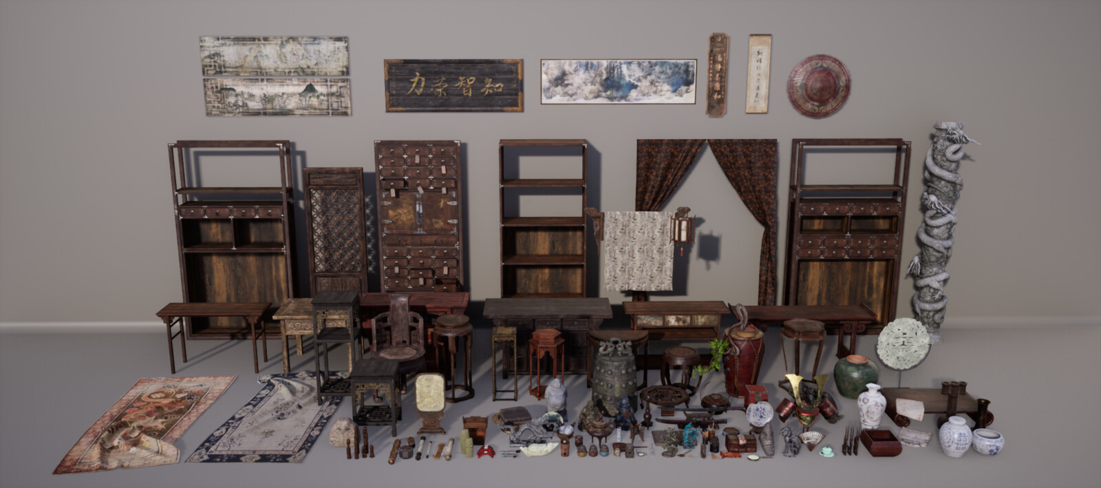 All the asset I used for the scene, together like a (big) family. 