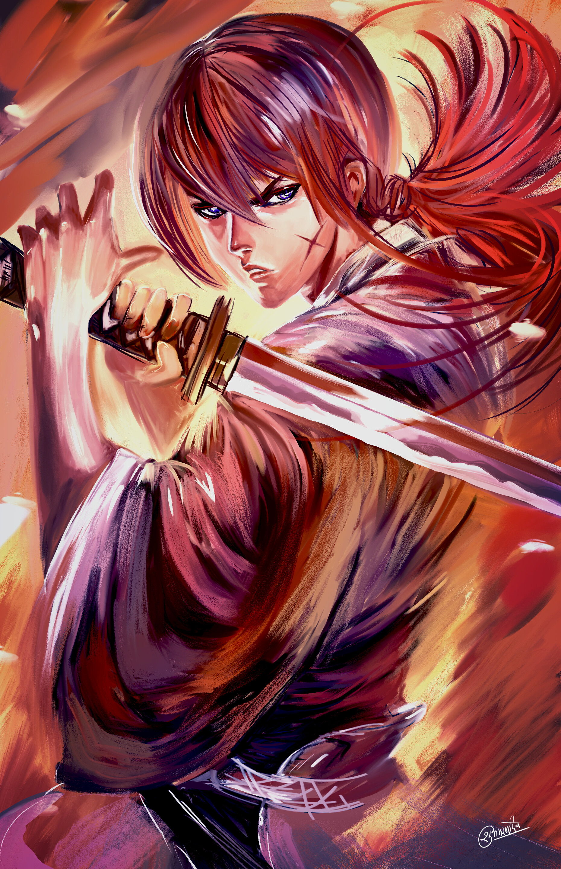 Himura Kenshin Rurouni Kenshin Printing For Wibu | Art Board Print