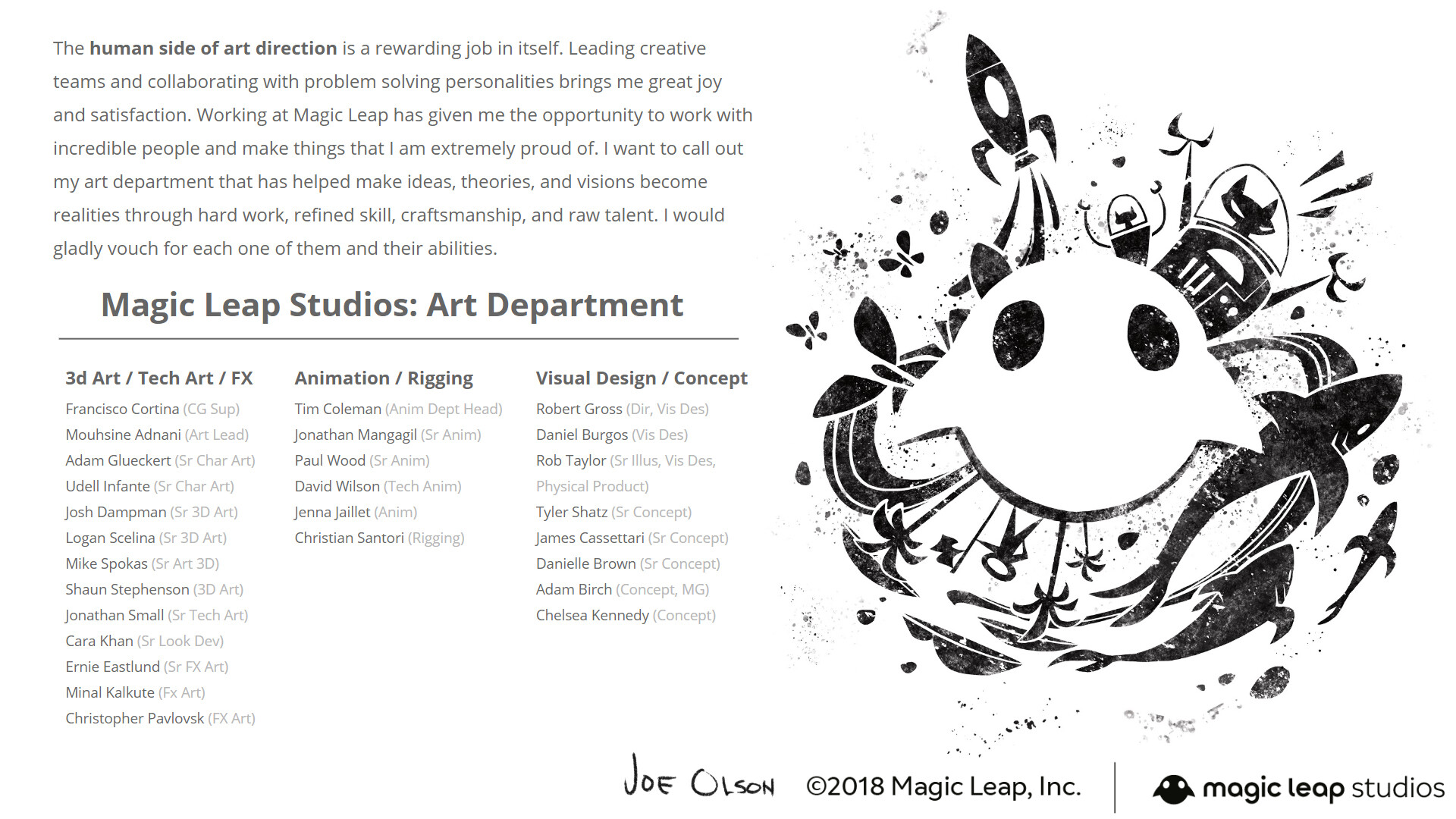Joe Olson Portfolio Magic Leap Studios