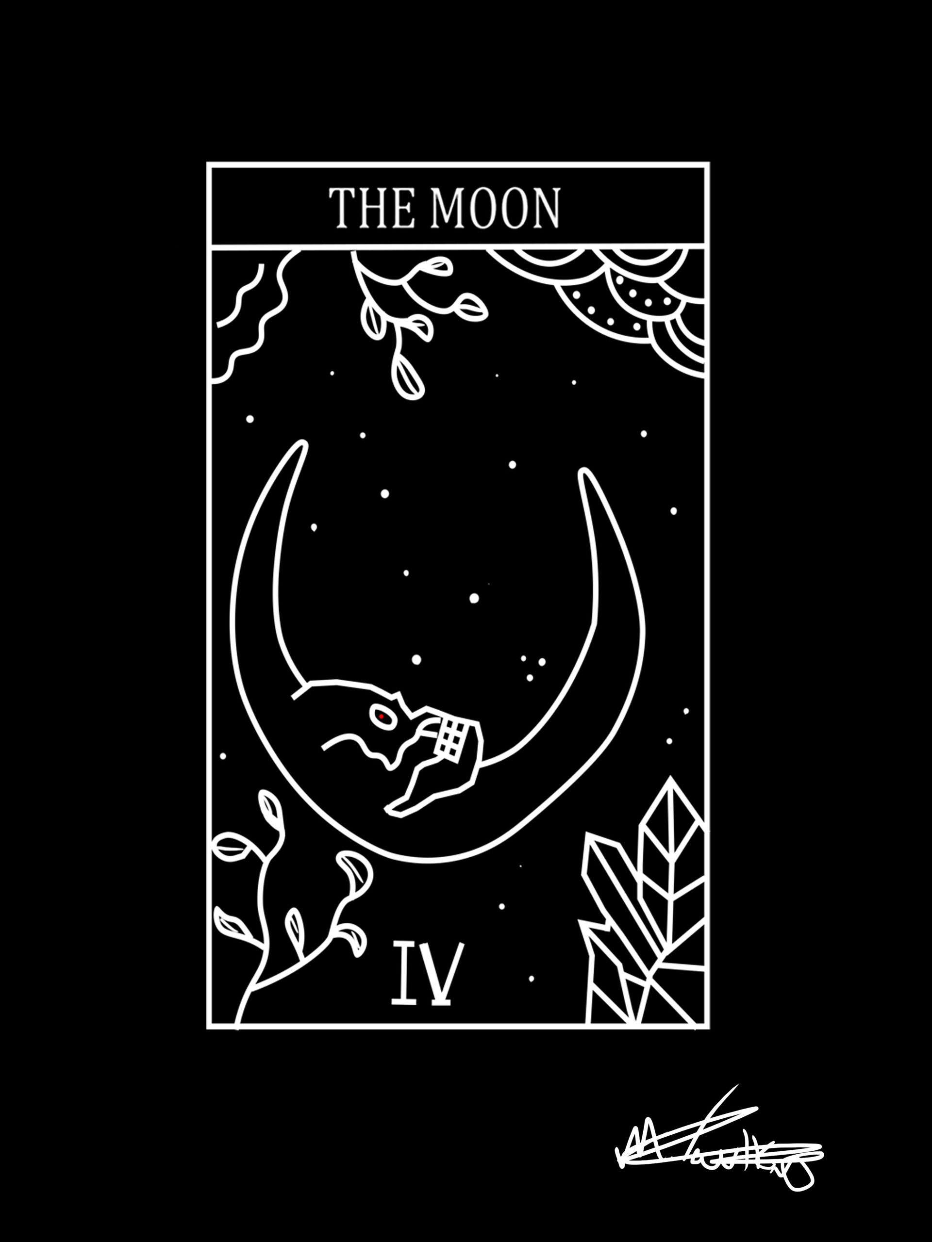 The Moon Tarot Card Premium Art Print By By Caz Art
