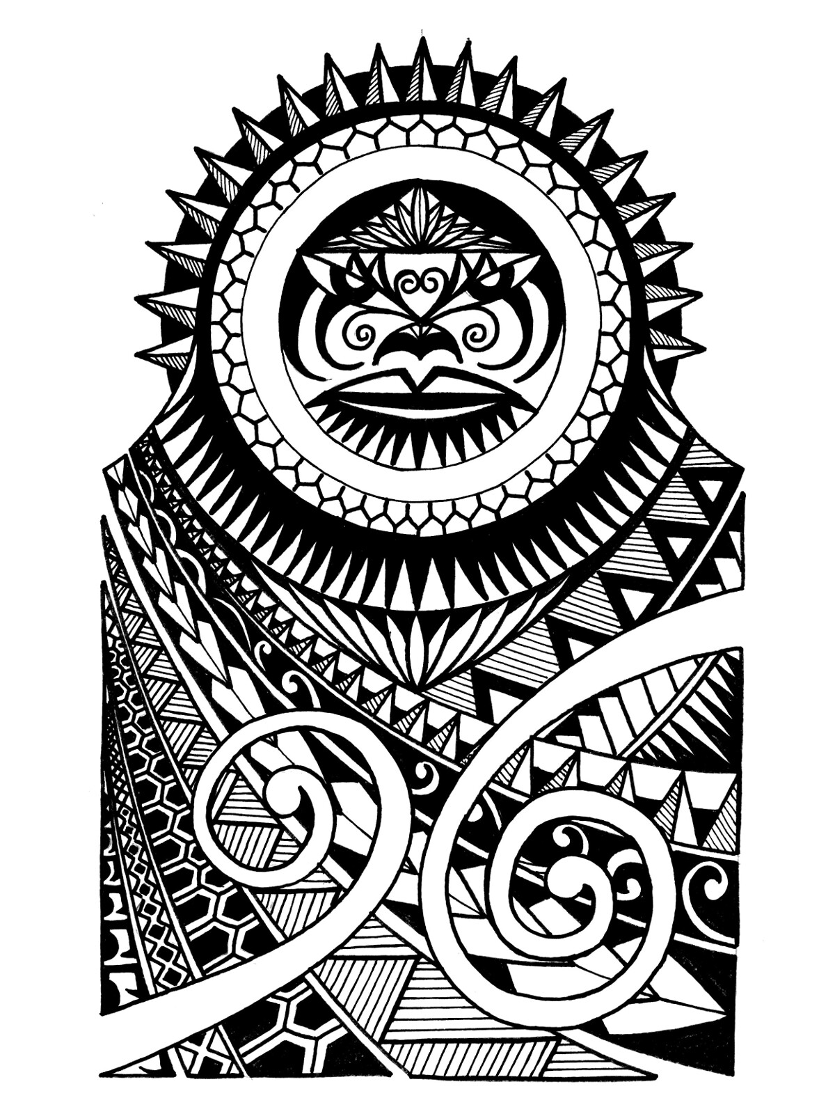 Polynesian tattoo shape shoulder sleeve pattern vector, samoan wall mural •  murals drawing, hand, vignetting | myloview.com