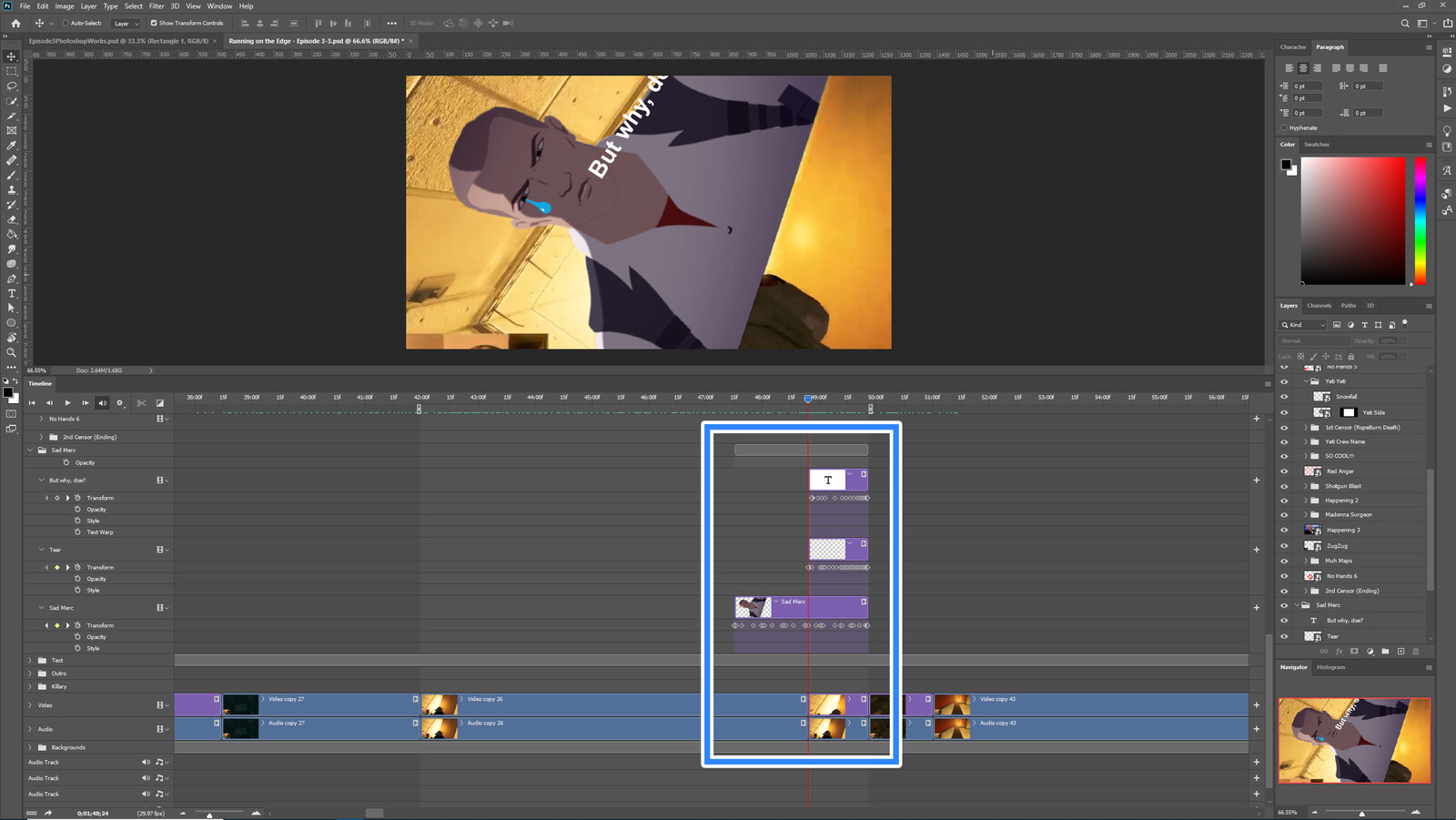 The "Sad Merc" visual effect within Photoshop video editor