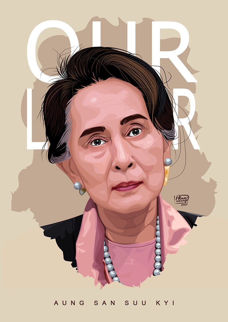 Artstation Daw Aung San Su Kyi Vector Portrait Htun Naung