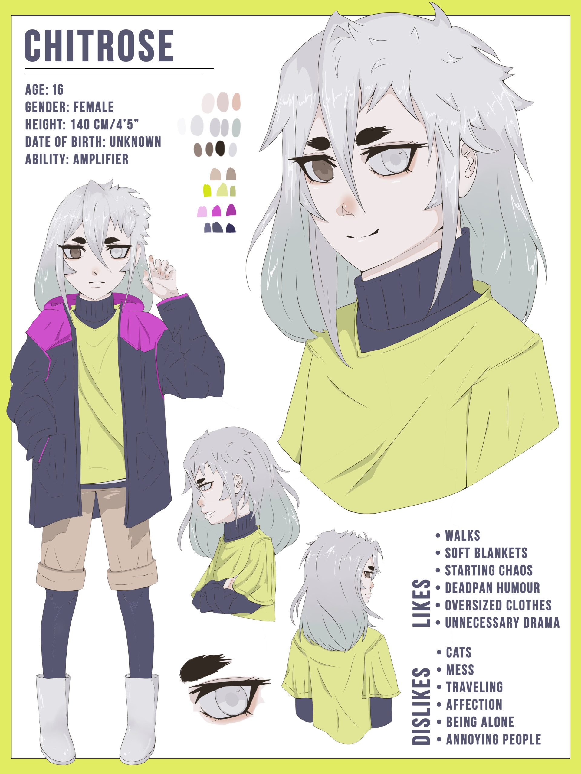 character reference sheet for リキriki N I N A R I N O    Illustrations  ART street