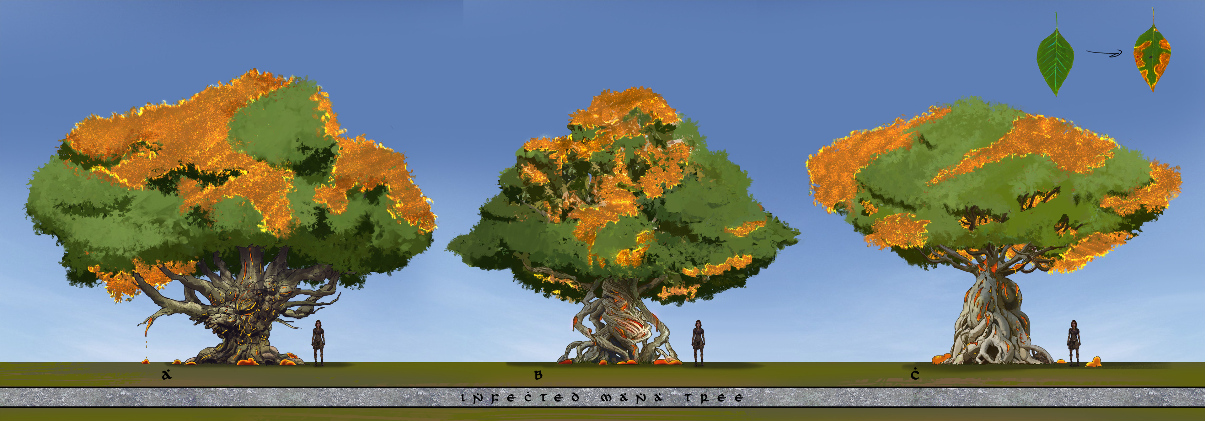 Variations on the hero tree for the level, the tree is the central energy source for the mana forest.