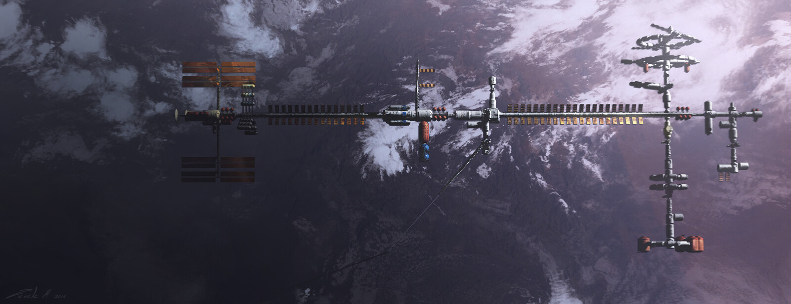 For a moment the director wanted a weird structure at the top that was built out throughout the years and had no sense or direction. Almost like "town" space station where people kept adding modules to expand it.