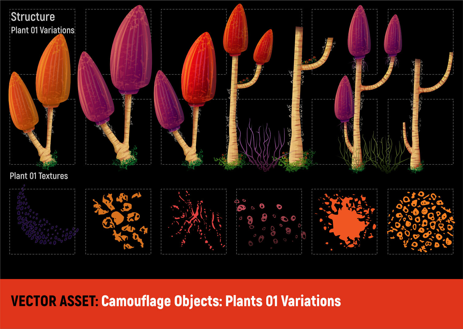 Vector Assets
Camouflage I Objects: Plants 01 Variations