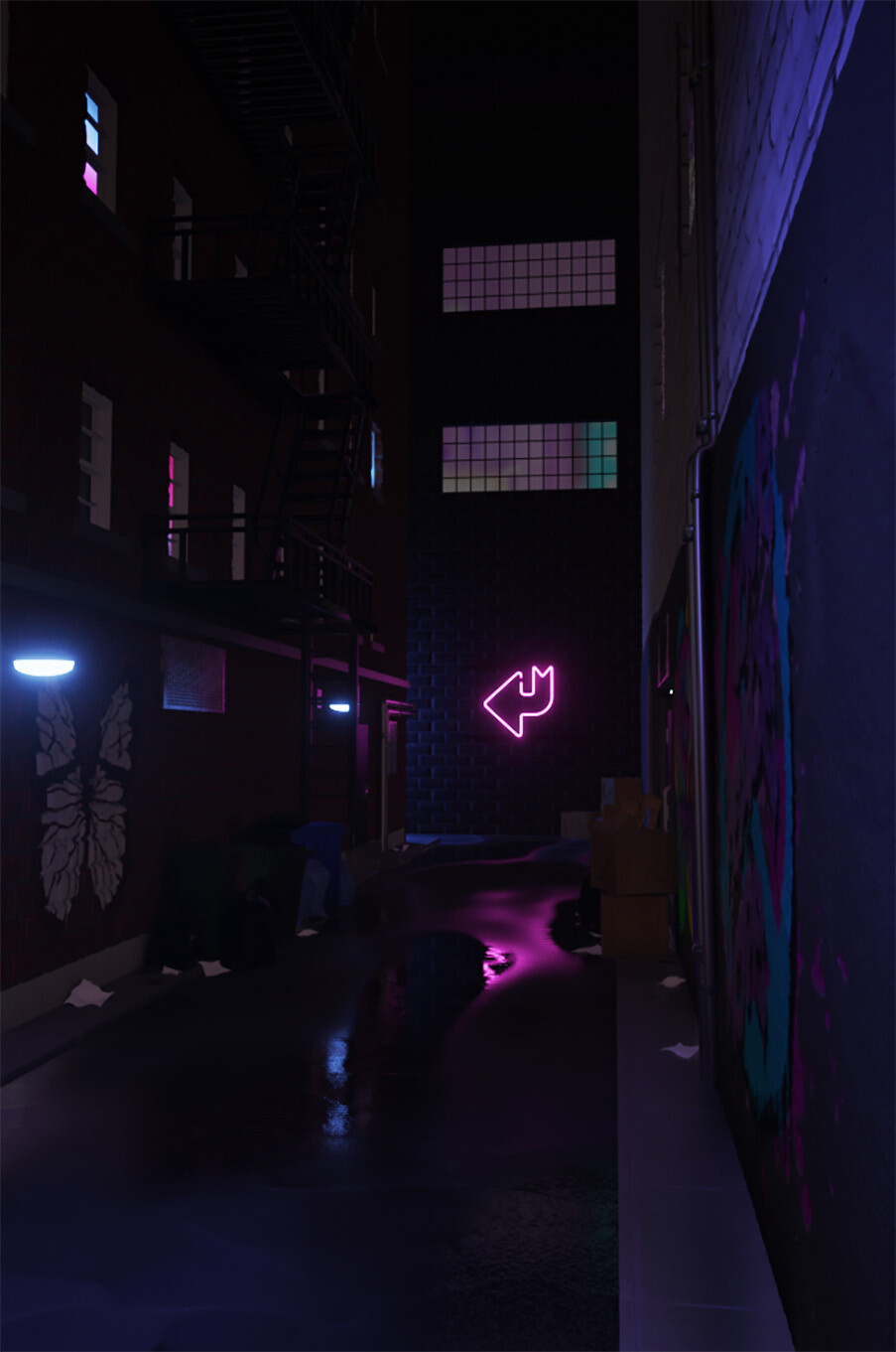 Artstation Neon City Alley Artstation Neon City Alley