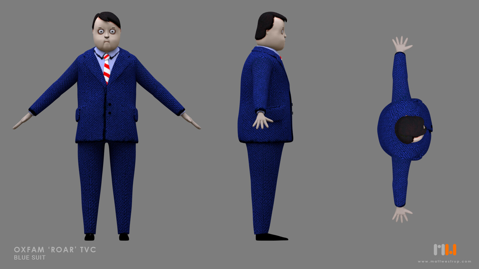 Role: 'Blue Suit' modelling (inc. blend shapes). 'Blue Suit' texturing.