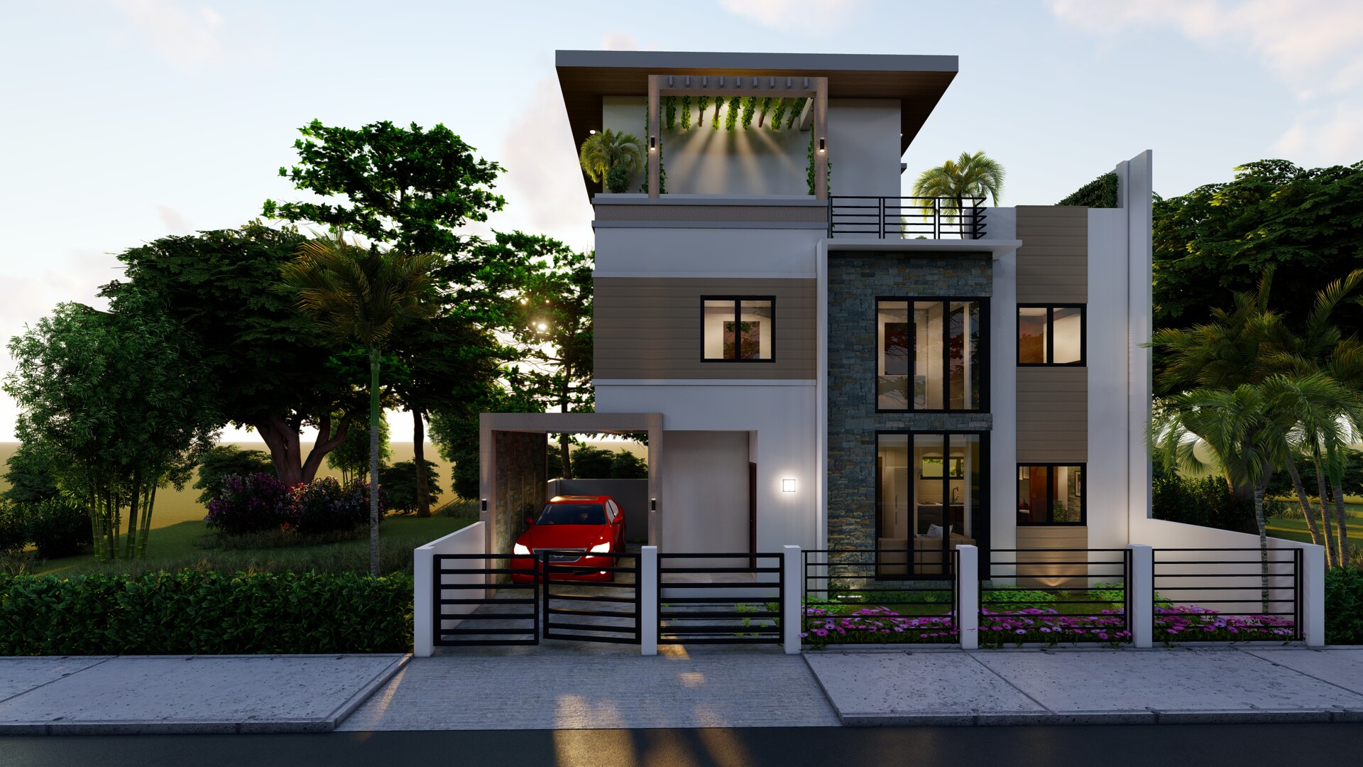 Artstation - 3 Storey House Design 12 X 5 M (166 Sq.M.) | House Design #8