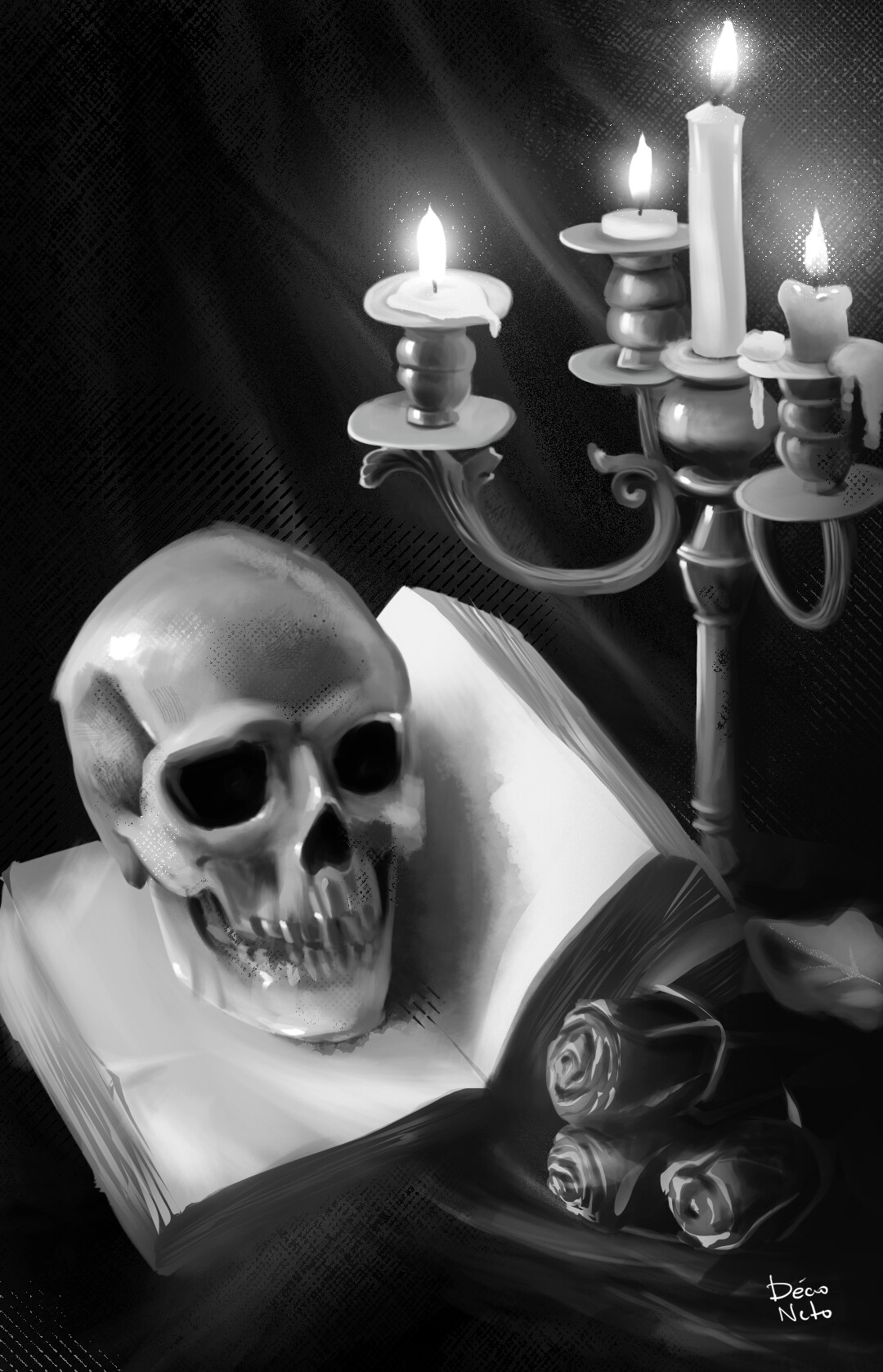 ArtStation - Skull and candles, Décio Neto