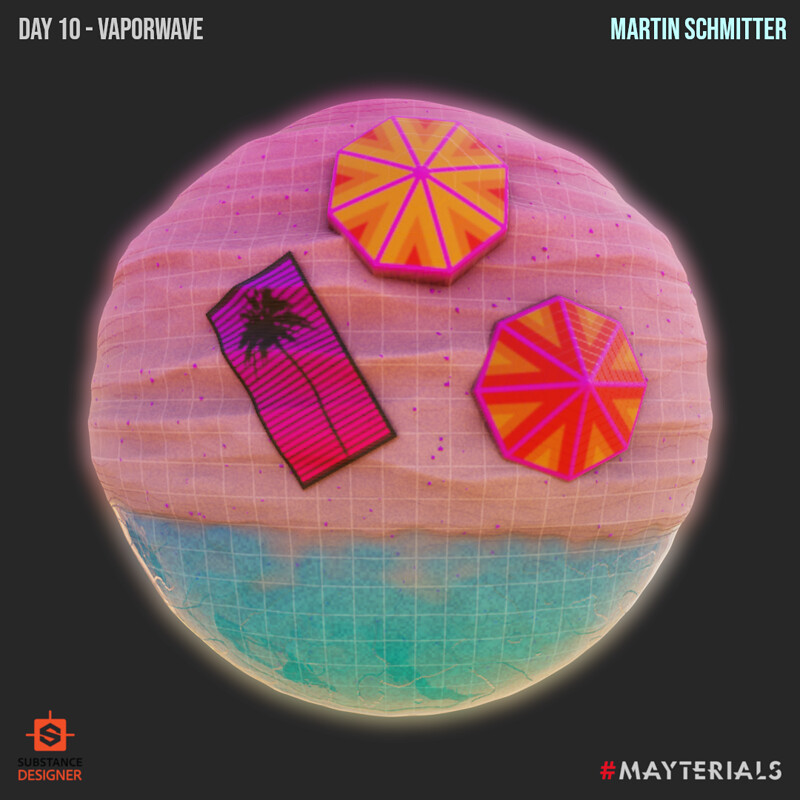 Mayterials - Day 10 - Vaporwave (beach vaporwave style)