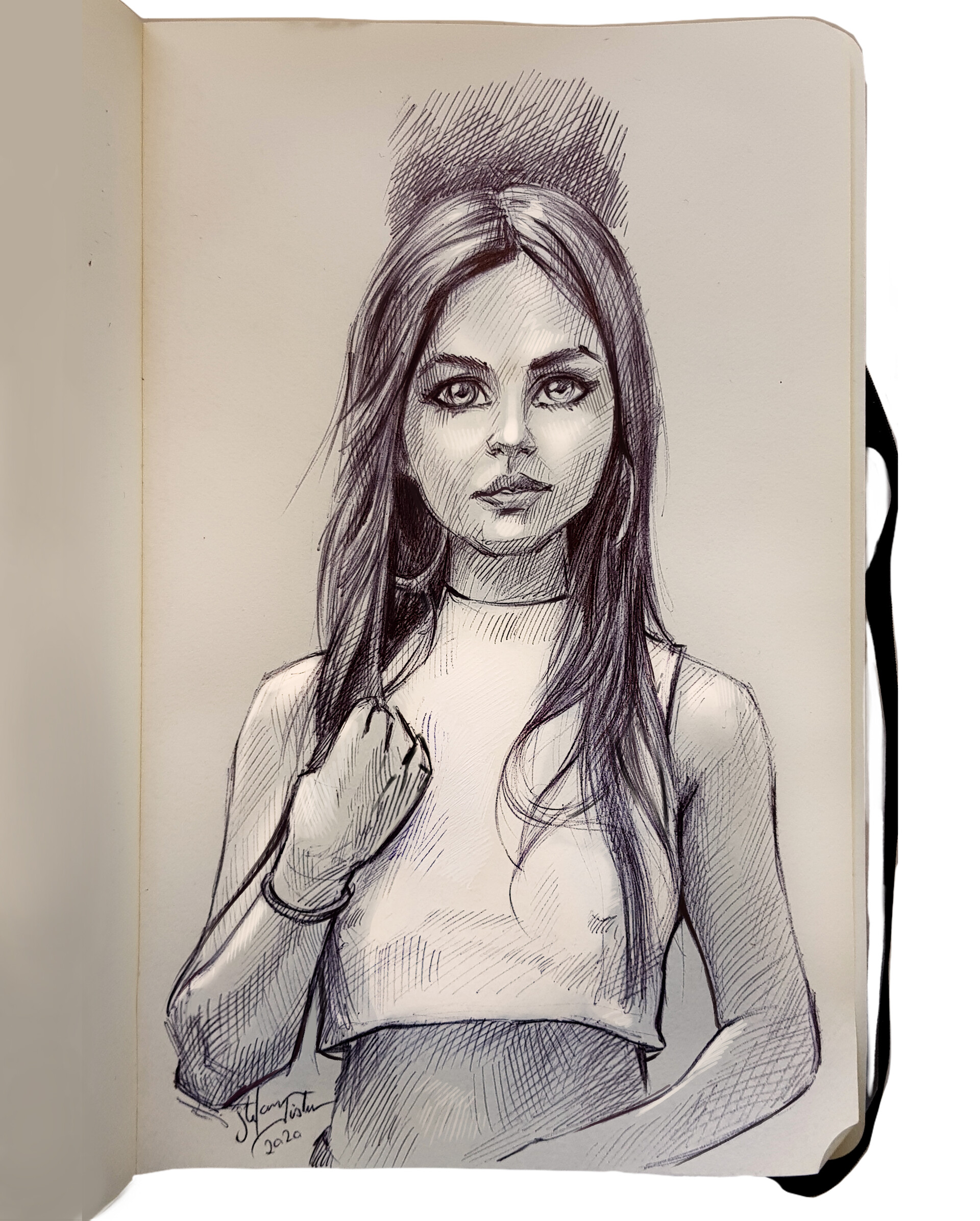 ArtStation Ballpoint pen Girl sketch