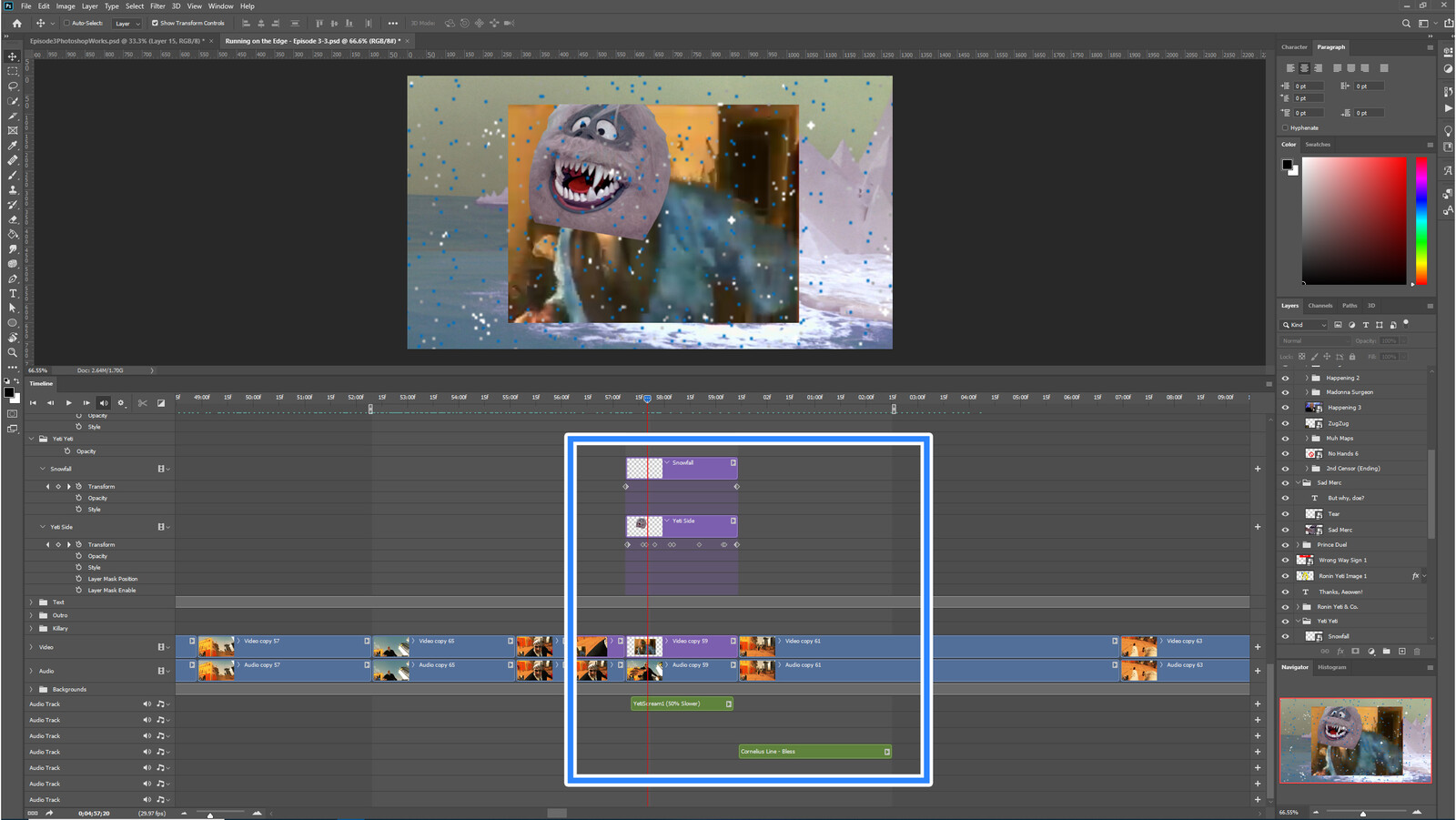 The "True Yeti" visual effect within Photoshop video editor