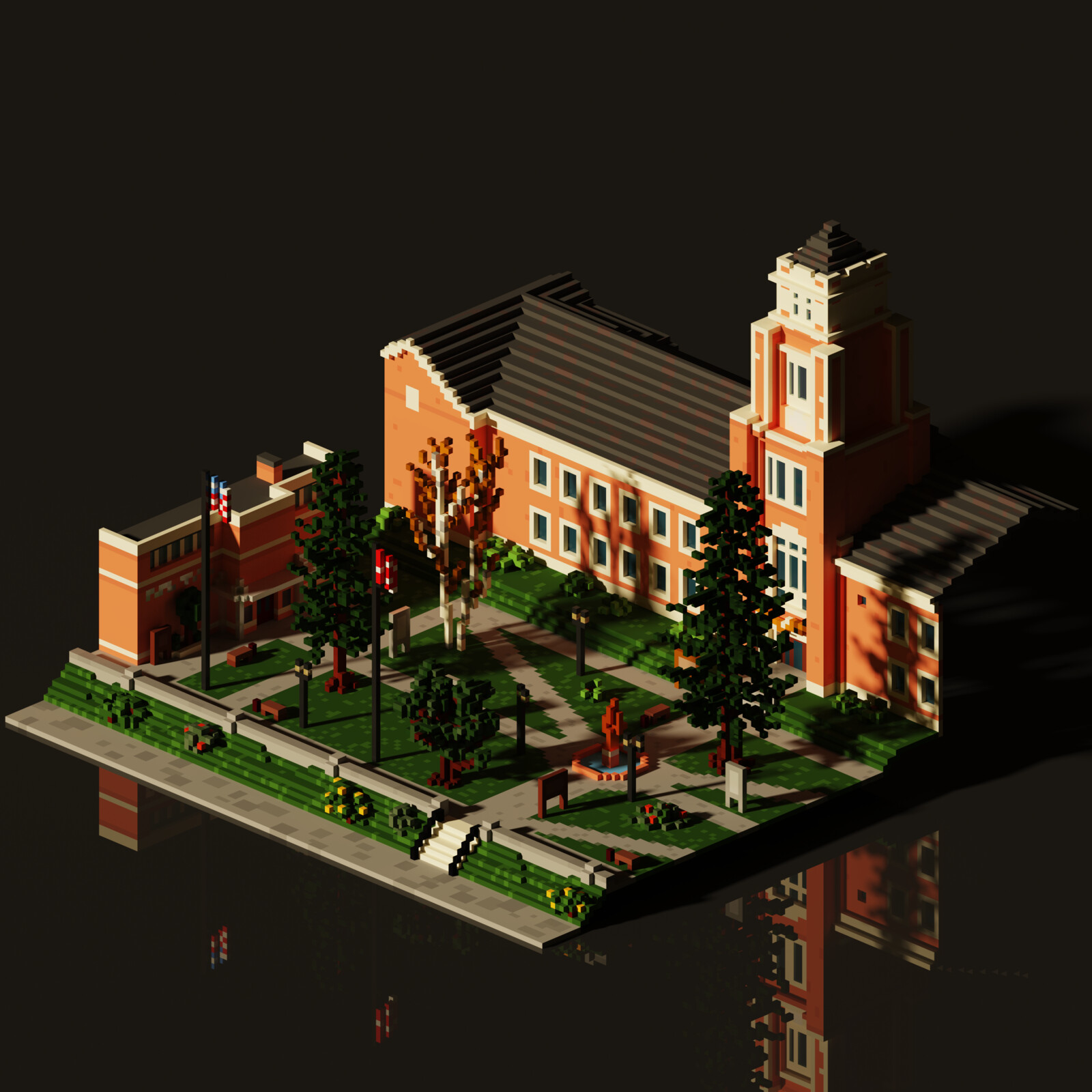 Late afternoon, Blackwell Academy
MagicaVoxel render - May 2020