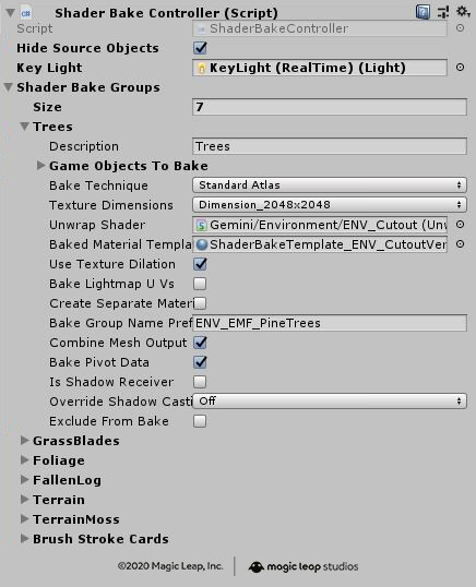 The Shader Bake Controller that held "instructions" on how to bake each scene. I created this class to save per-scene bake settings. I set these up initially and then shared info with the team on how to update and use it.