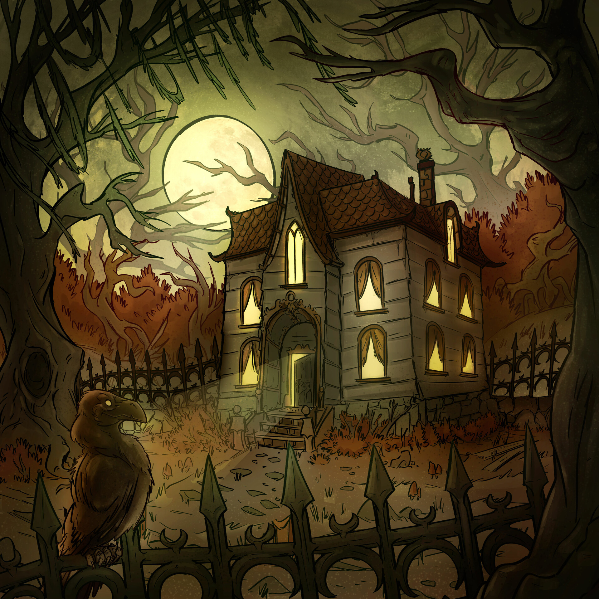artstation-haunted-house-board-game-illustration
