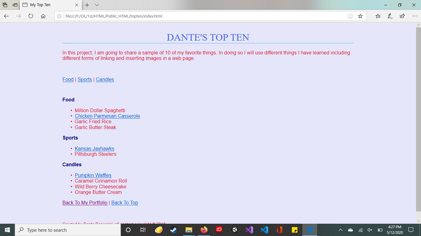 Dante Bonomini - Simple HTML & CSS Projects