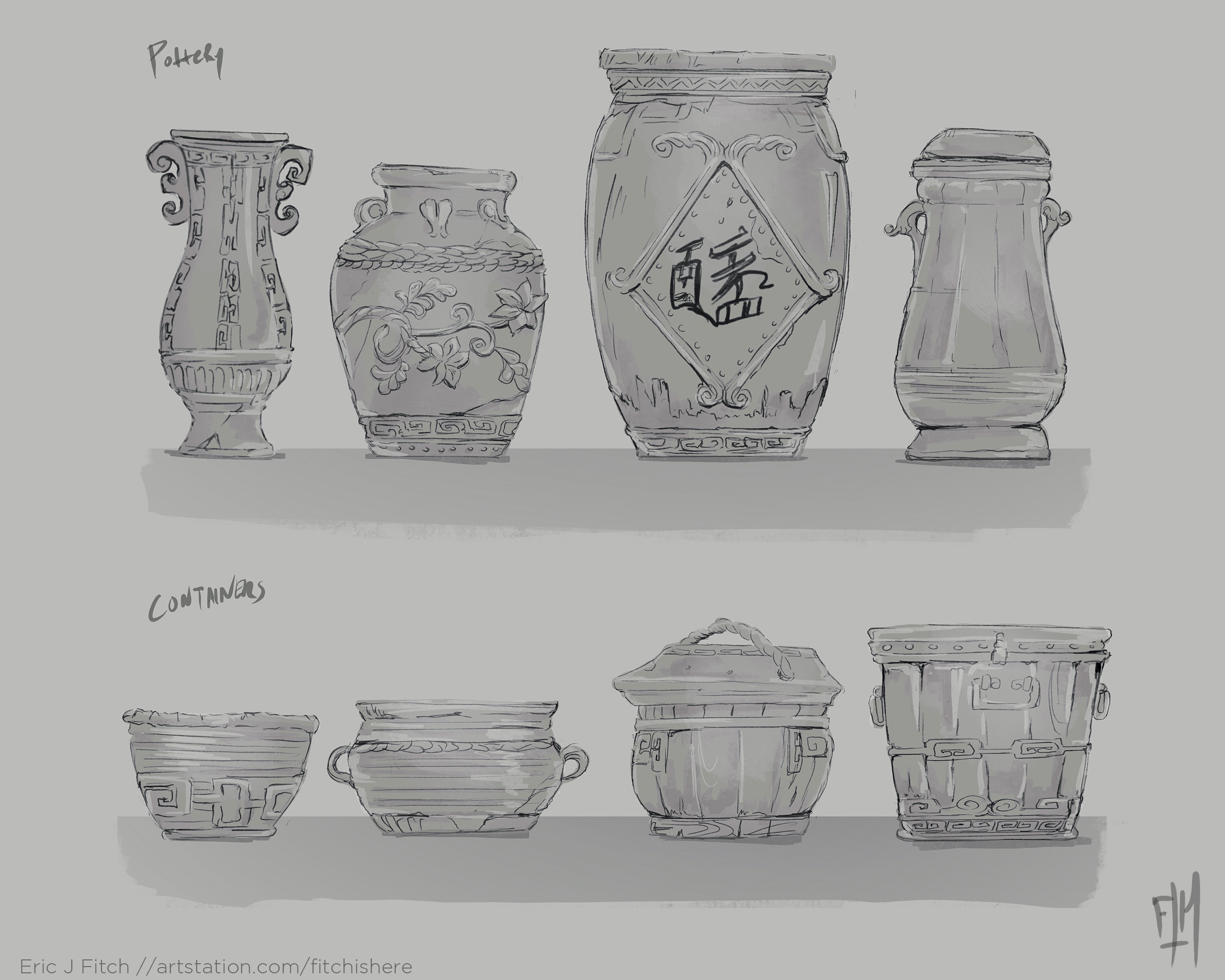 Concept I sketched out. A couple of designs went unused since they didnt fit in with the rest.
