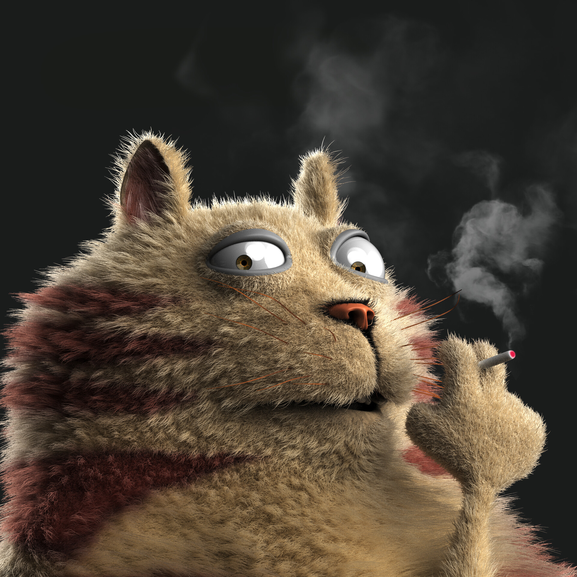 Artstation Cat With Cigarette 3d Model Mohammadreza Sadeghpour