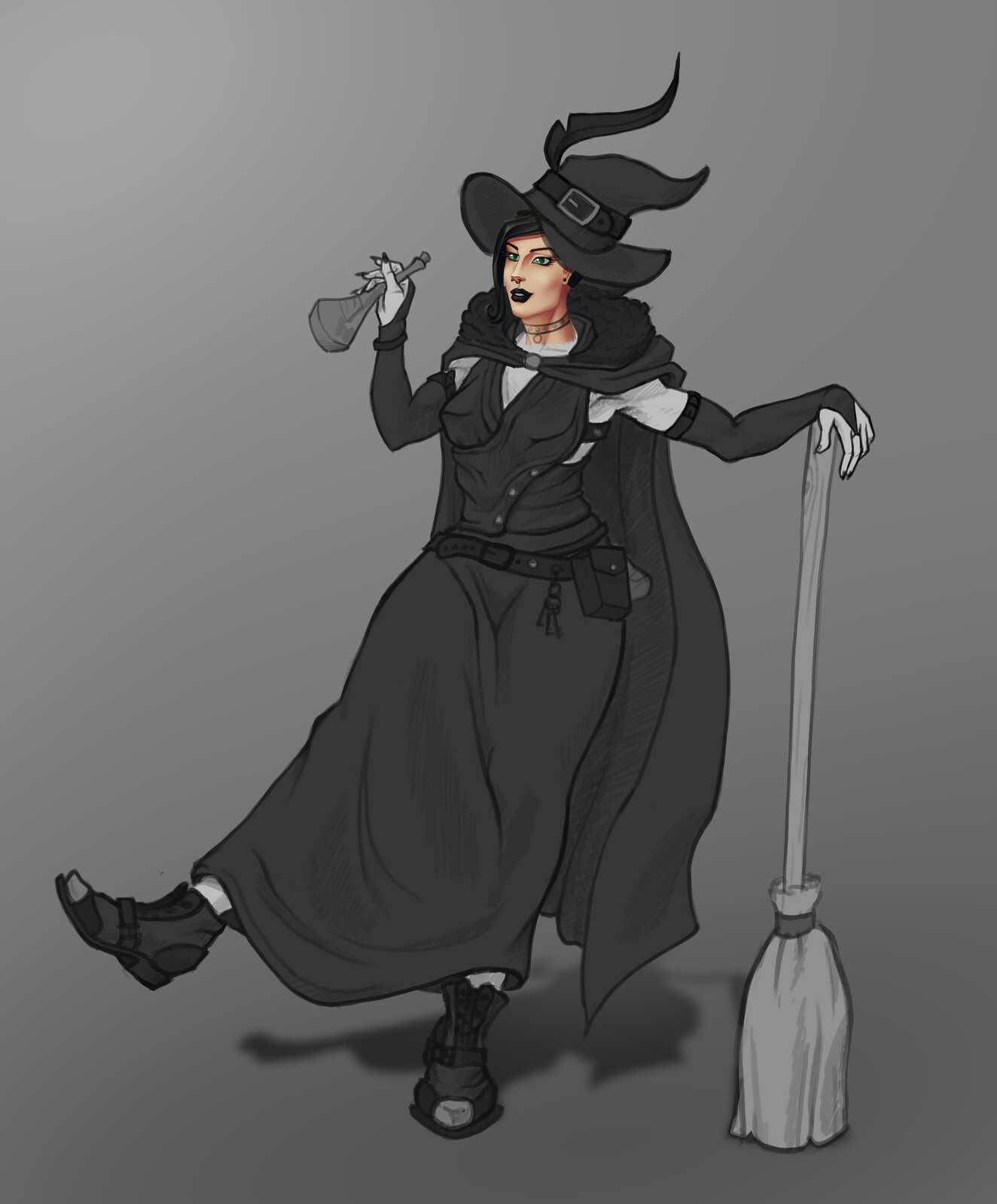 Line-art, the last portrait seemed to fit perfectly although was not intended to be used in final it was intended to be the same character.