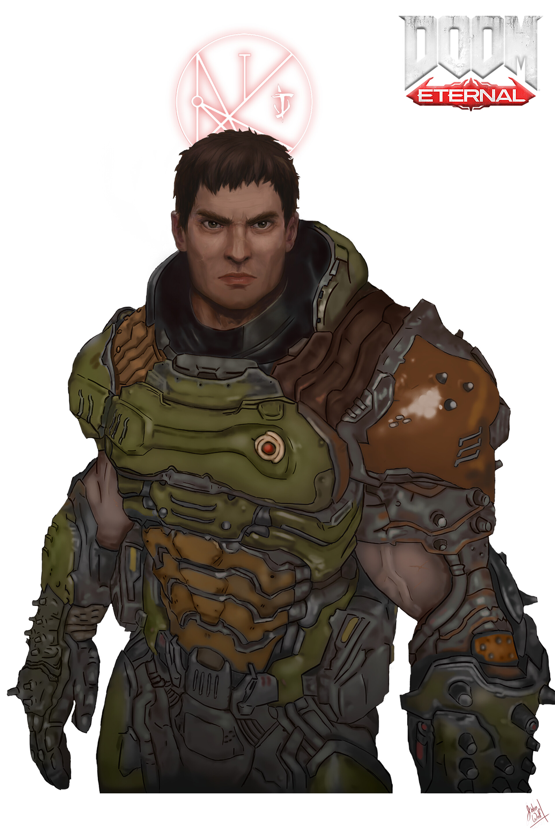 Doom Slayer Face Smile Artstation Doom Slayer Portrait Jonathan Ordonez artstation doom slayer portrait