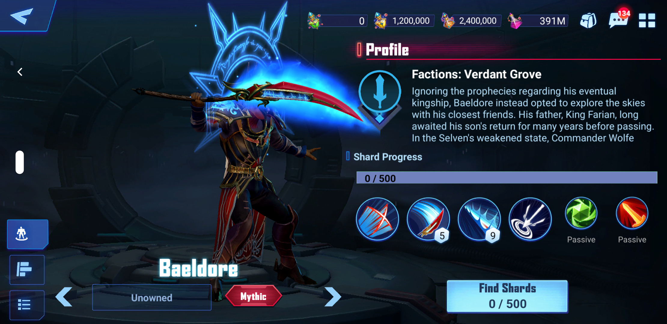 Baeldore's blade in-game character profile shot